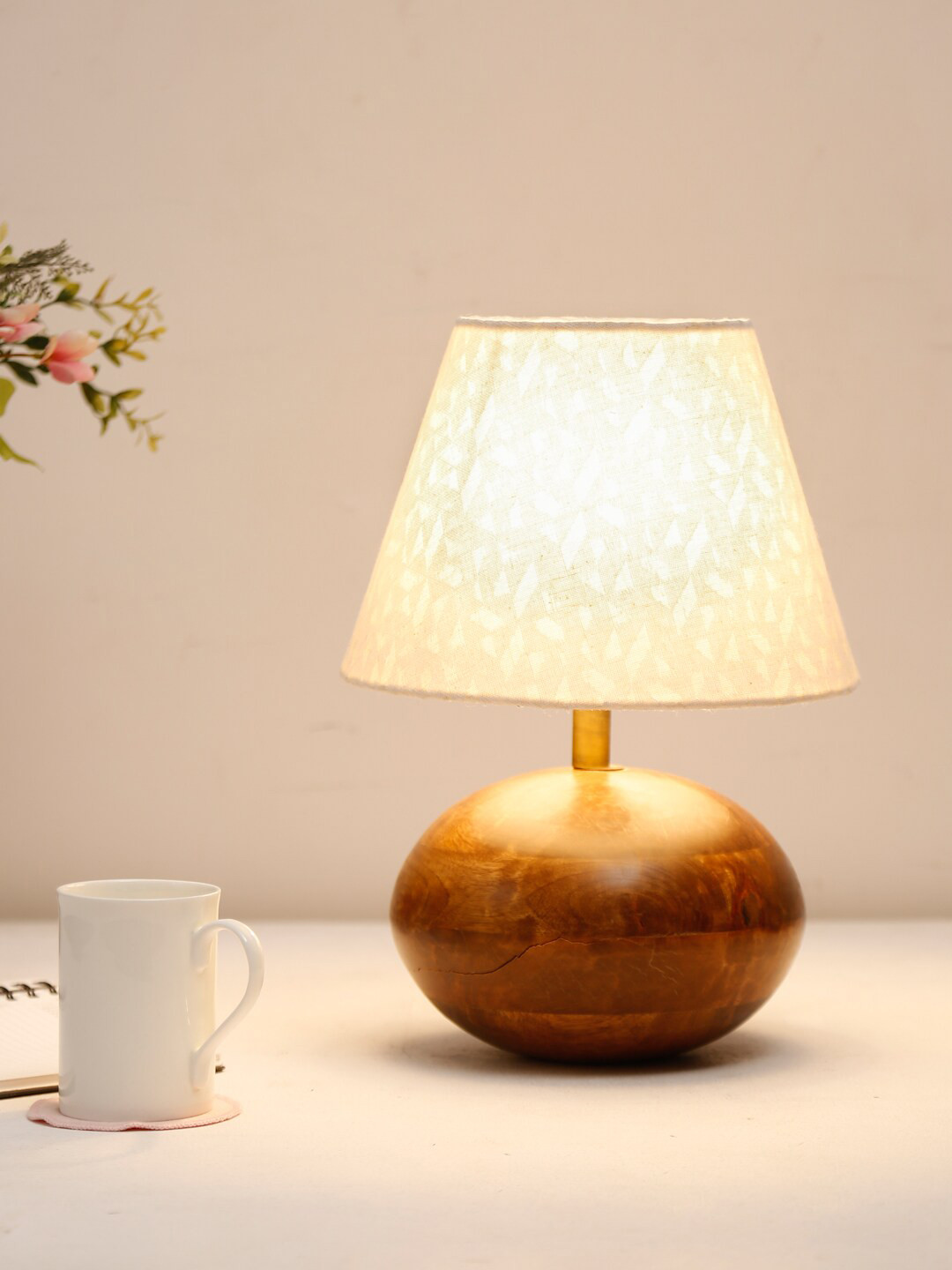 Buy Fabindia White & Black Printed Contemporary Bedside Standard Table