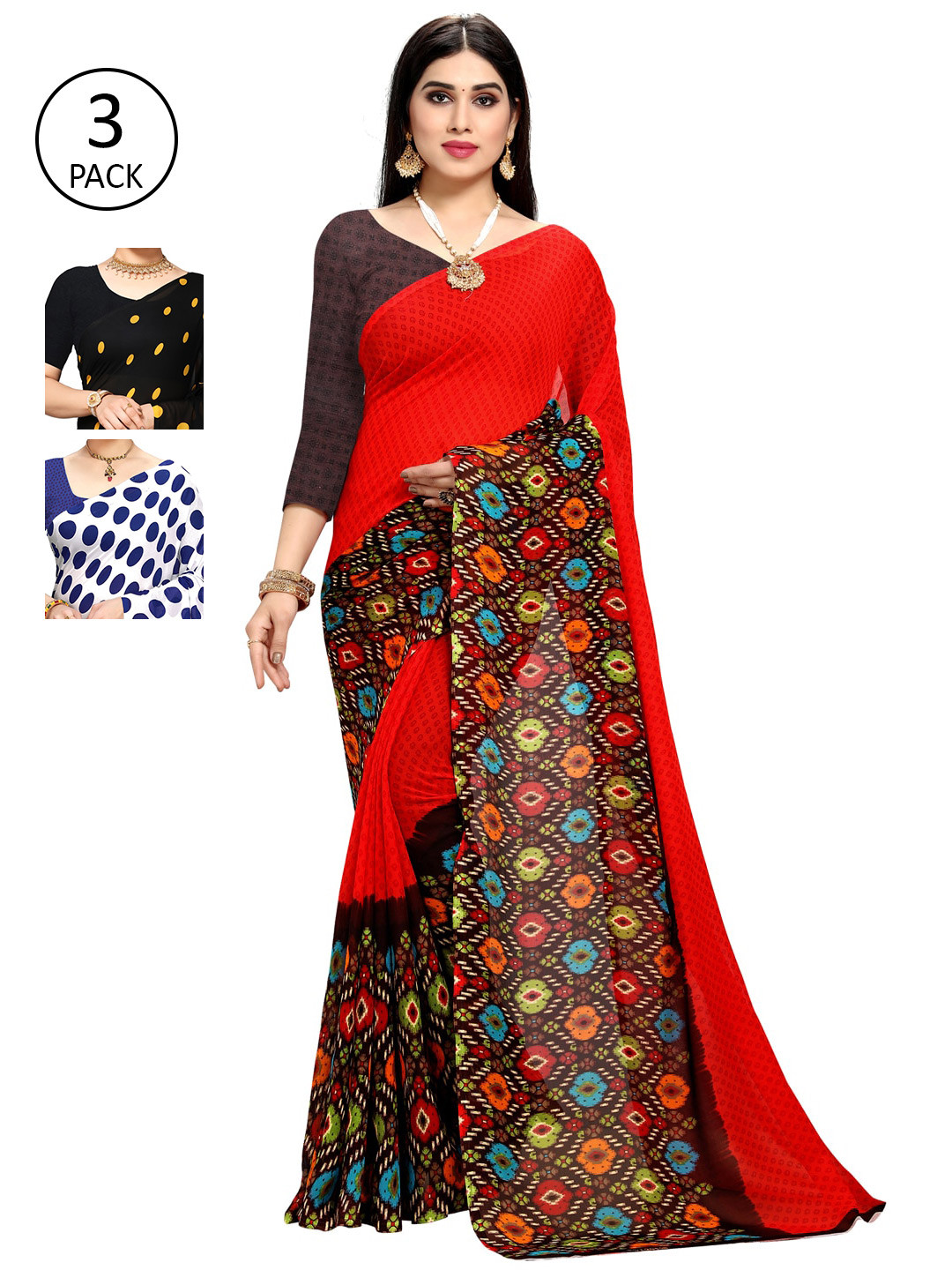Buy KALINI Yellow White Pack Of 3 Saree Sarees For Women 14612812 Myntra