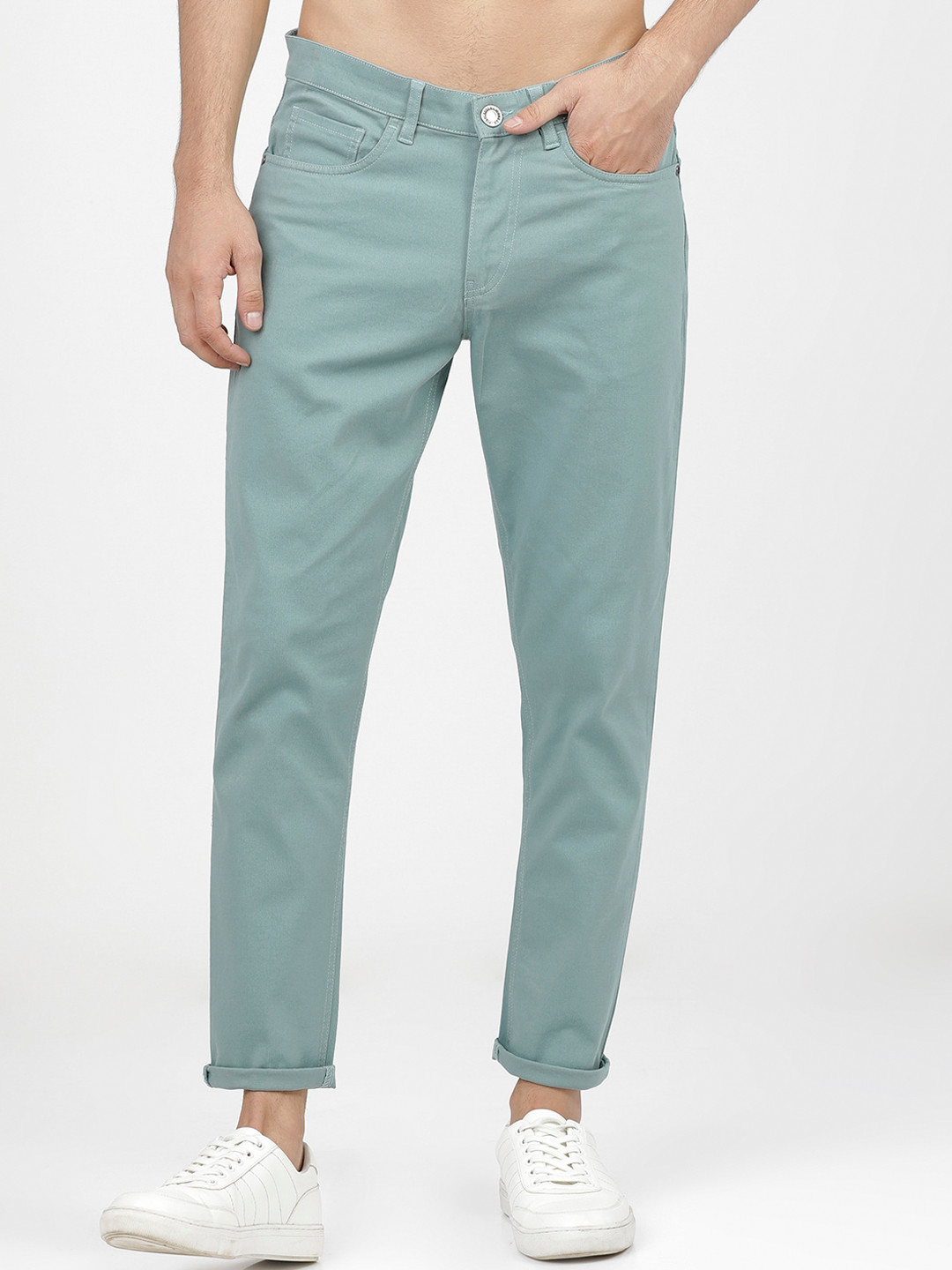 Buy HIGHLANDER Men Blue Tapered Fit Chinos Trousers - Trousers for Men ...