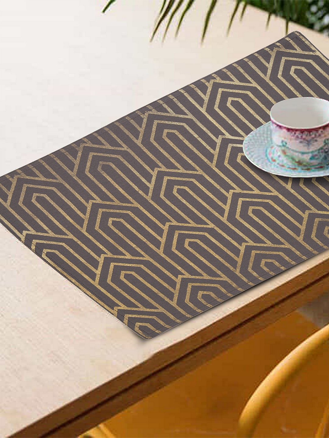 Buy BLANC9 Beige & Grey Set Of 8 Printed Table Placemats Table