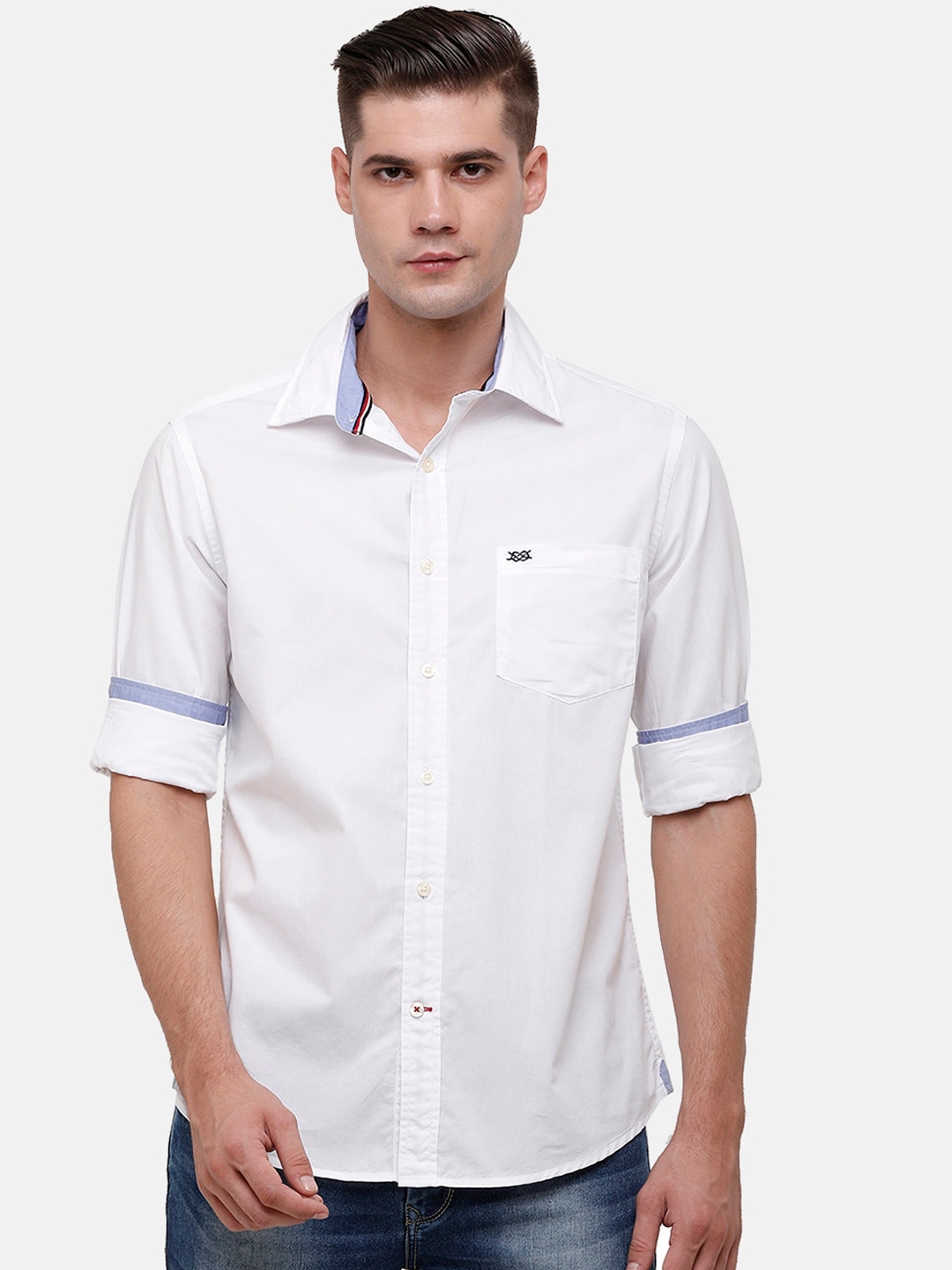 Buy Double Two Men White Slim Fit Casual Shirt - Shirts for Men ...