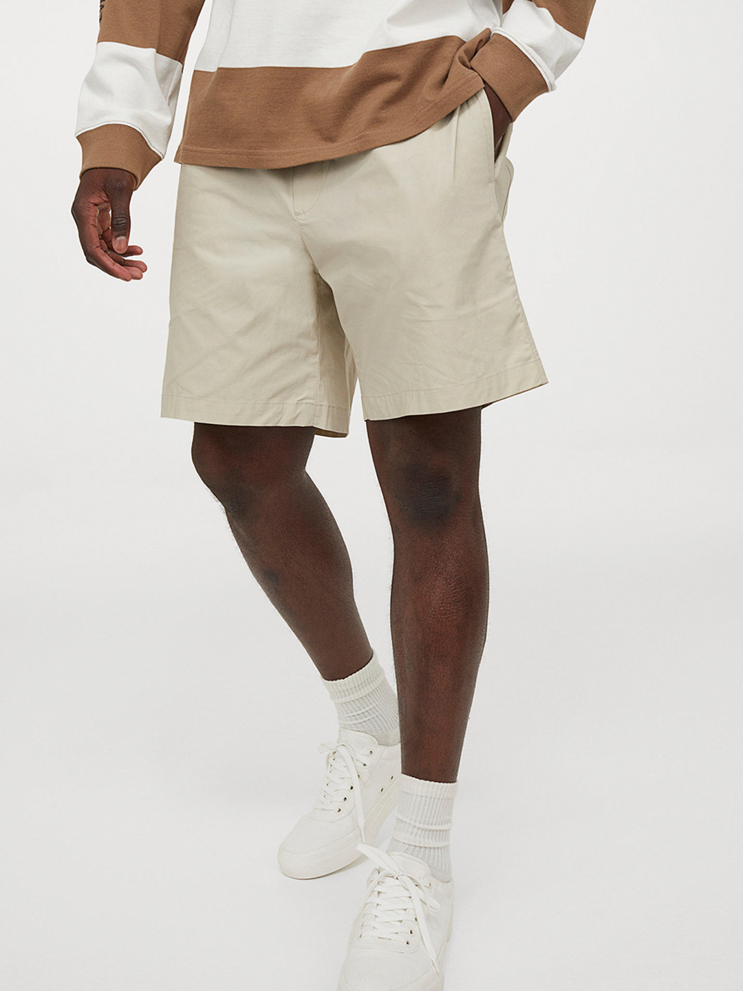 Buy H&M Men Beige Mid Rise Chino Cotton Shorts Shorts for Men