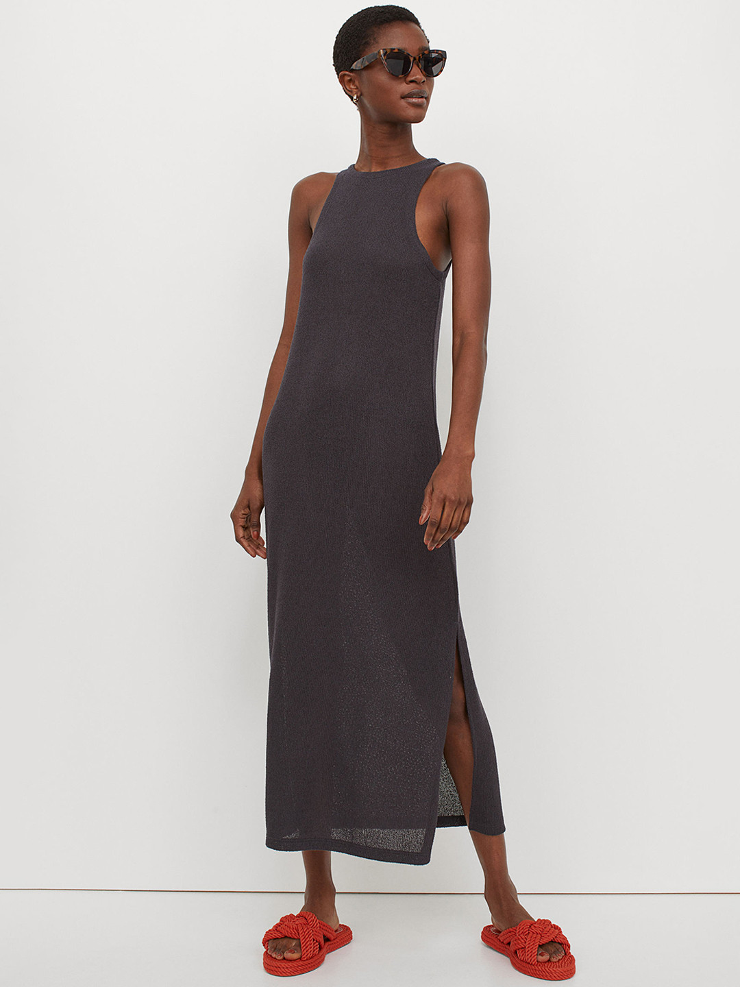 Buy H&M Grey A Line Maxi Knitted Dress Dresses for Women 14680114