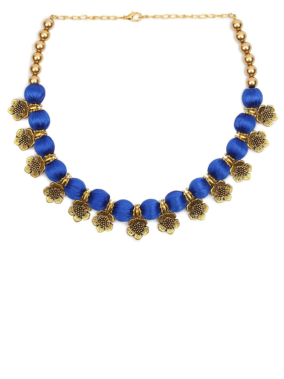 Buy AKSHARA Gold Toned & Blue Choker Necklace Necklace And Chains for
