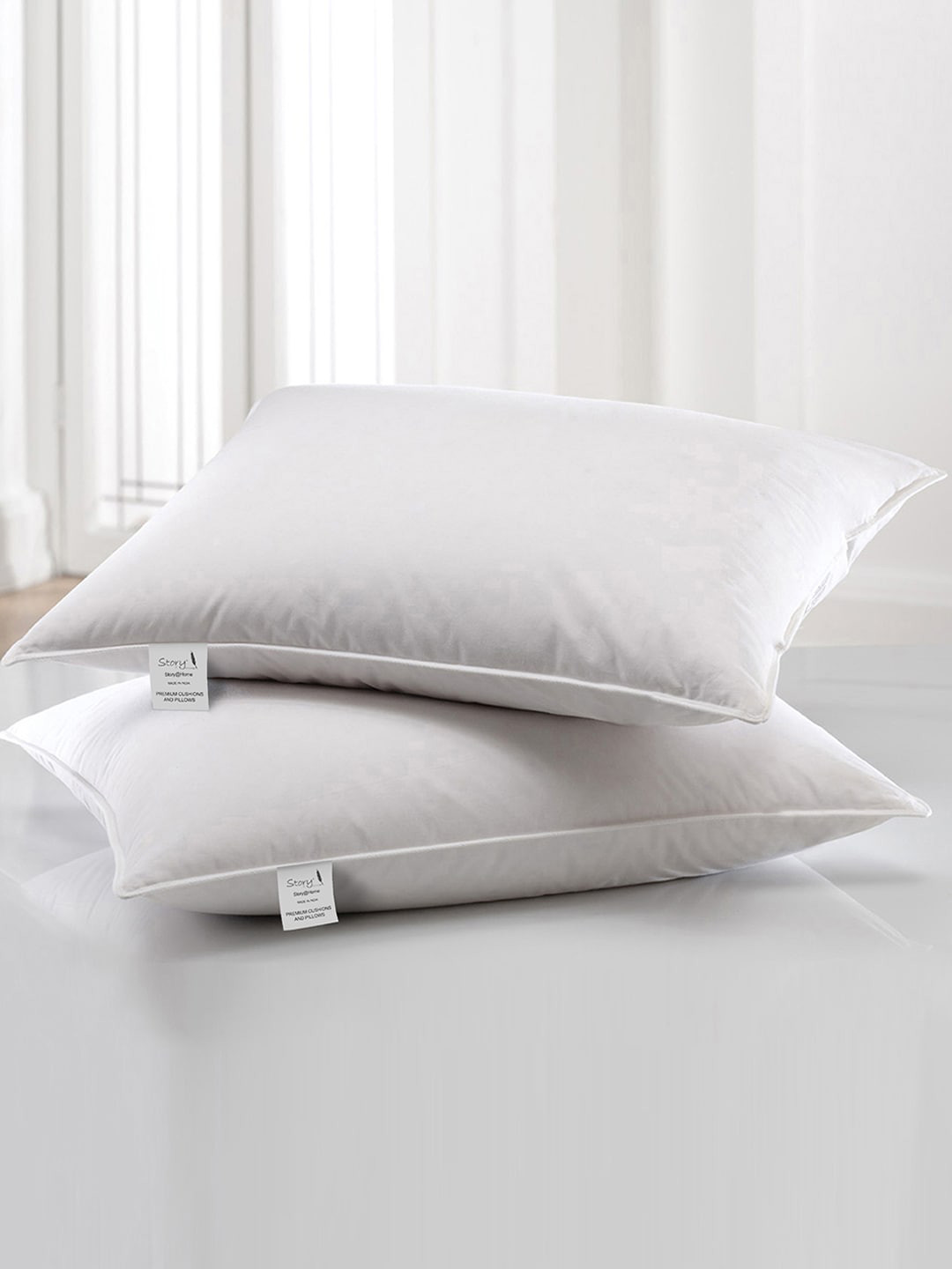 Buy Storyhome Set Of 2 White Solid Cotton Microfibre Pillow Fillers