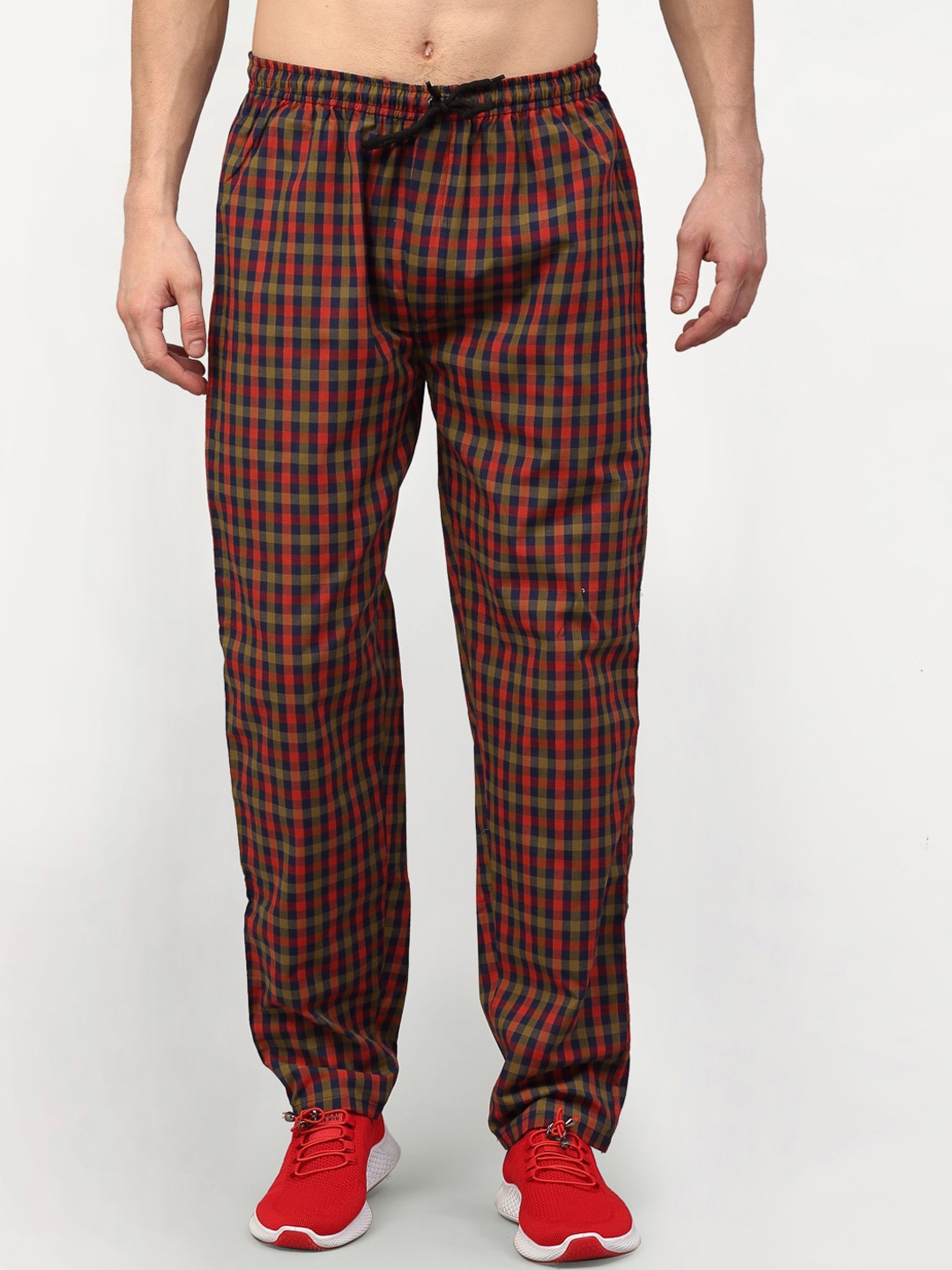 checked track pants