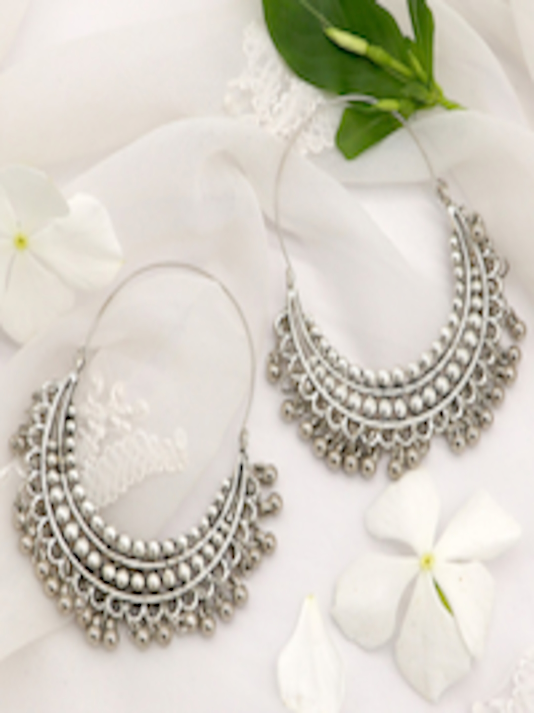Silver-toned Contemporary Hoop Earrings - SeenIt