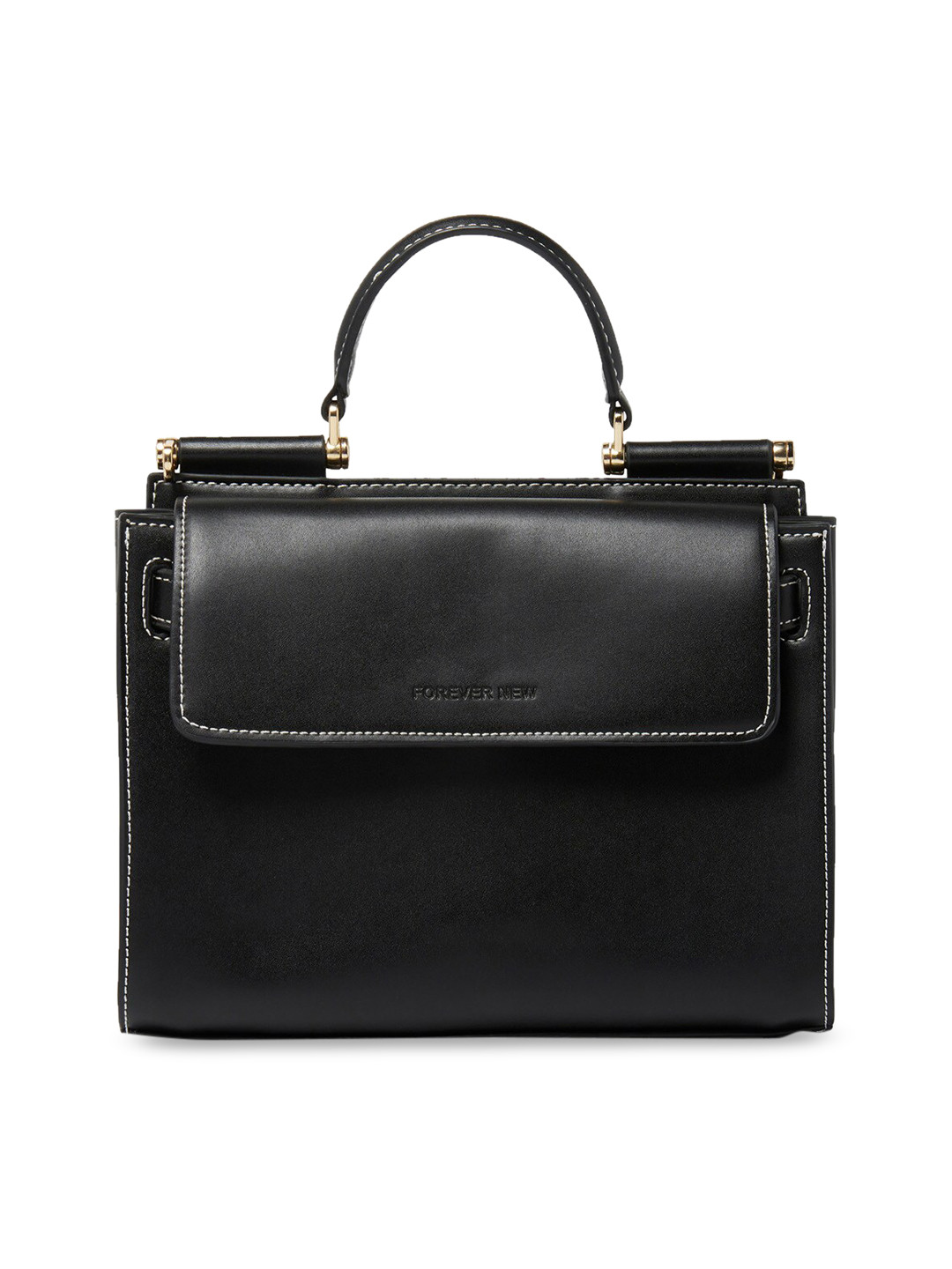 Buy Forever New Black PU Structured Shoulder Bag Handbags for Women