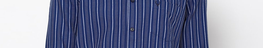 Buy Allen Solly Men Blue Slim Fit Striped Casual Shirt - Shirts for Men ...