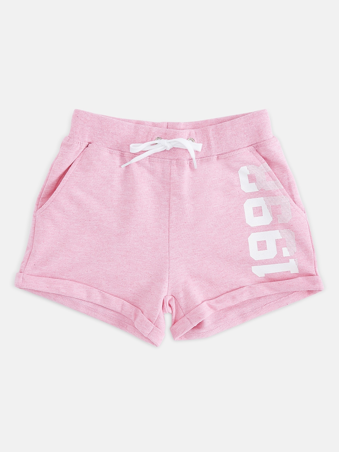 Buy Pantaloons Junior Girls Pink Mid Rise Regular Shorts - Shorts for ...
