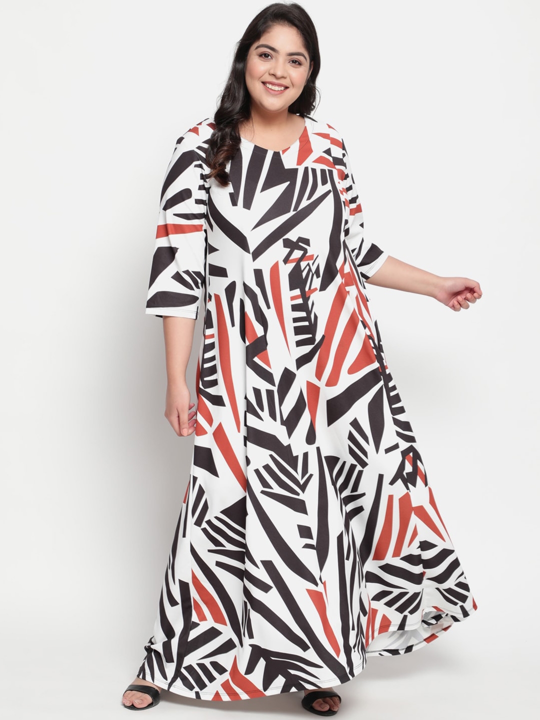 Buy Amydus Women Plus Size White & Black Maxi Dress - Dresses for Women 14463278 | Myntra