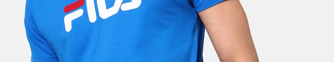 Buy FILA Men Blue Typography Printed Applique T Shirt - Tshirts for Men ...