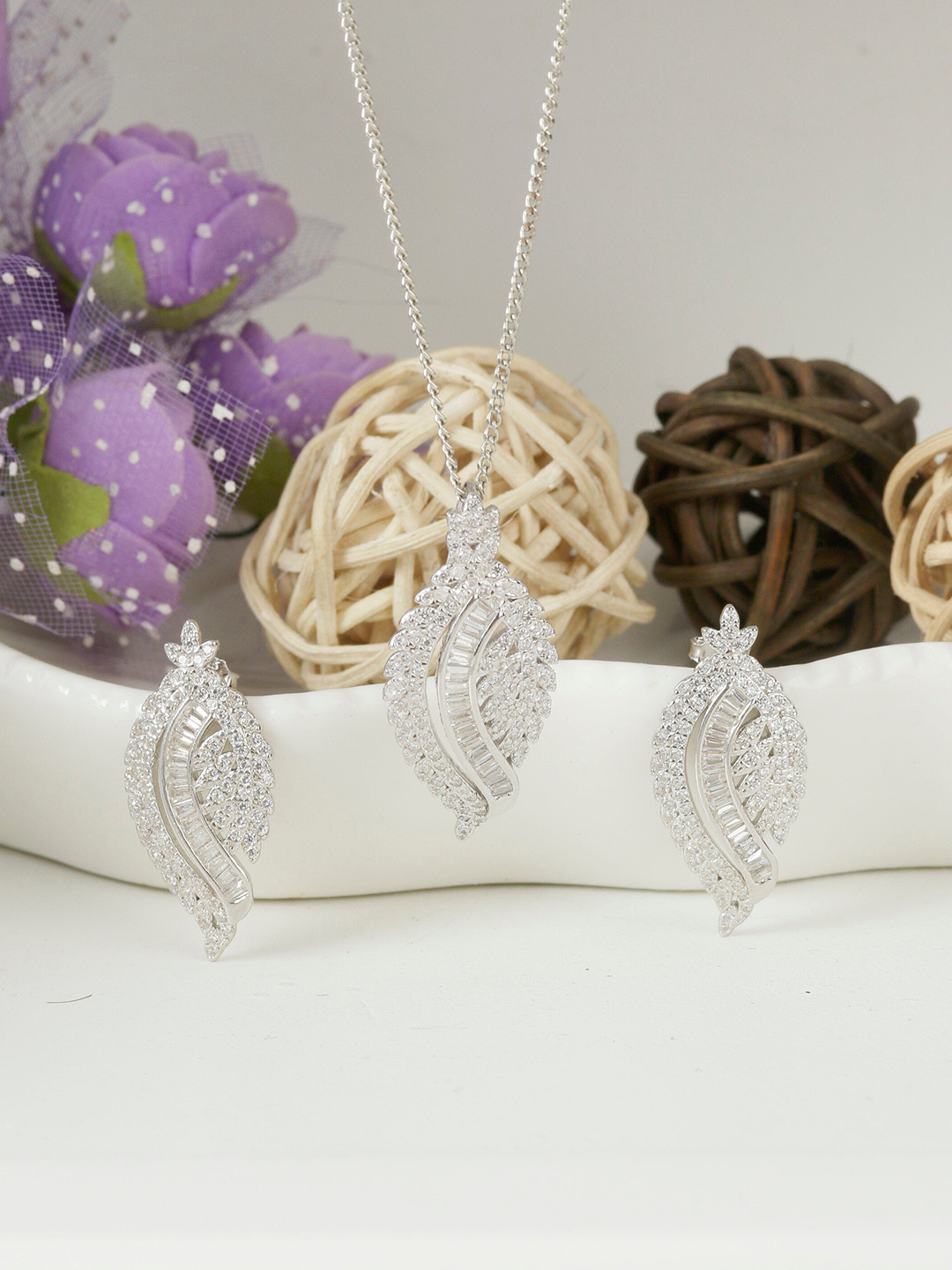 Buy GIVA 925 Sterling Silver Rhodium Plated Silver Toned & White Cubic