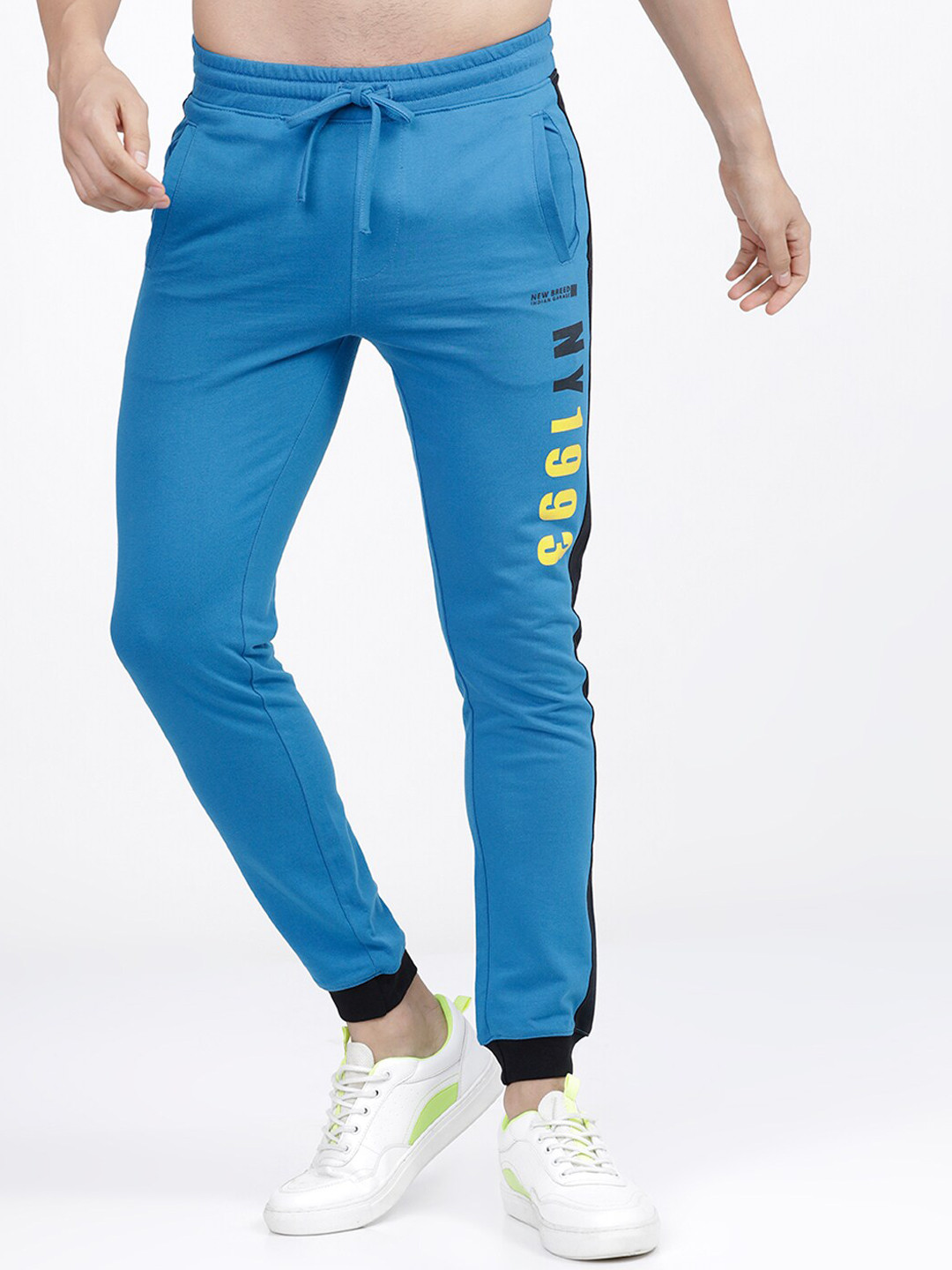 Buy The Indian Garage Co Men Blue & Black Solid Slim Fit Joggers