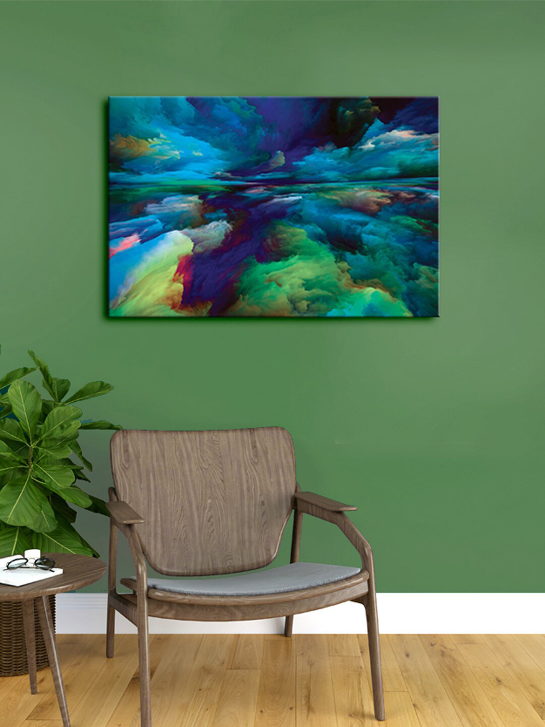 Buy 999Store Blue & Green Abstract Canvas Framed Wall Art Wall Art