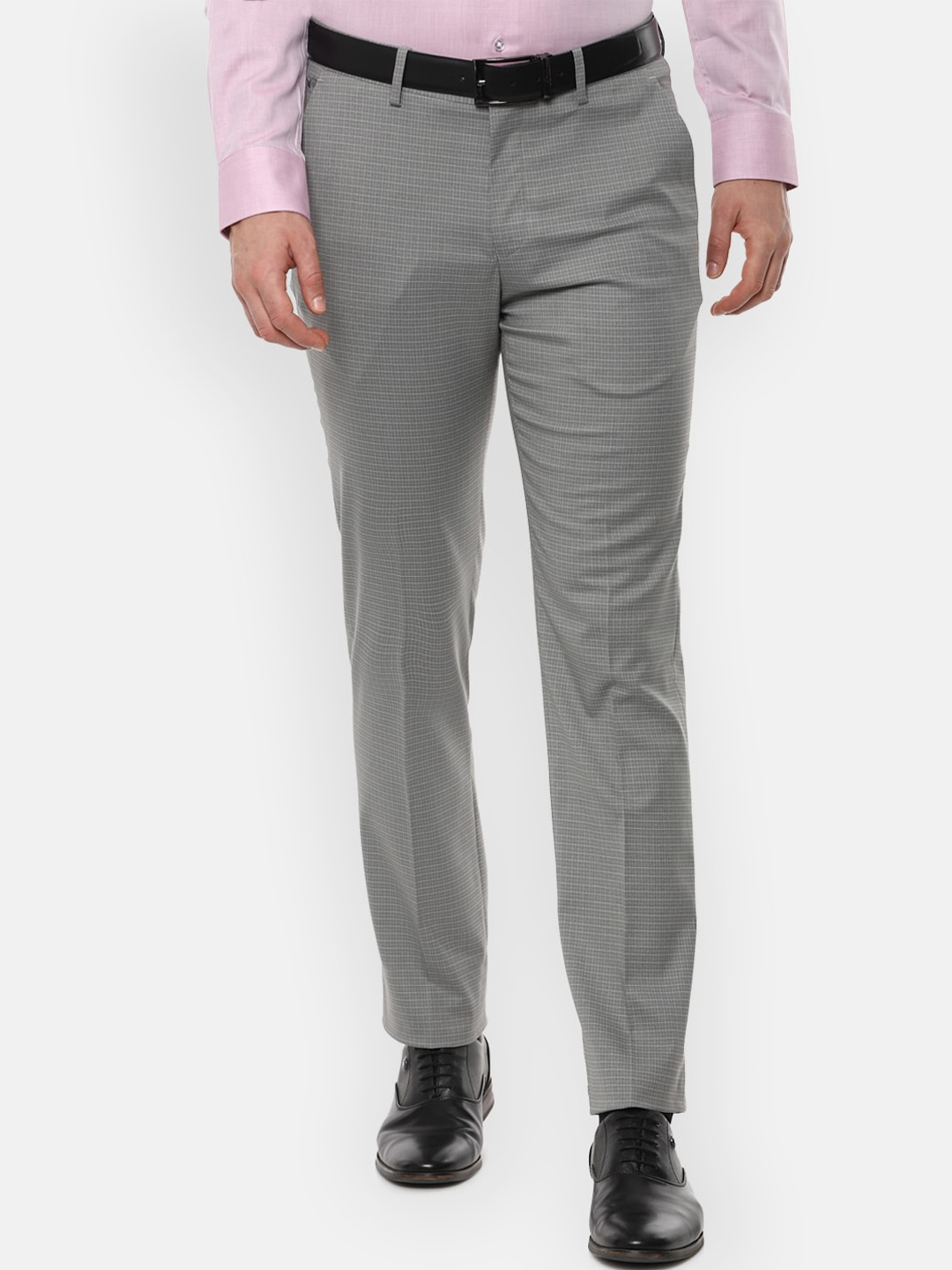 Buy Louis Philippe Men Grey Slim Fit Formal Trousers - Trousers for Men ...