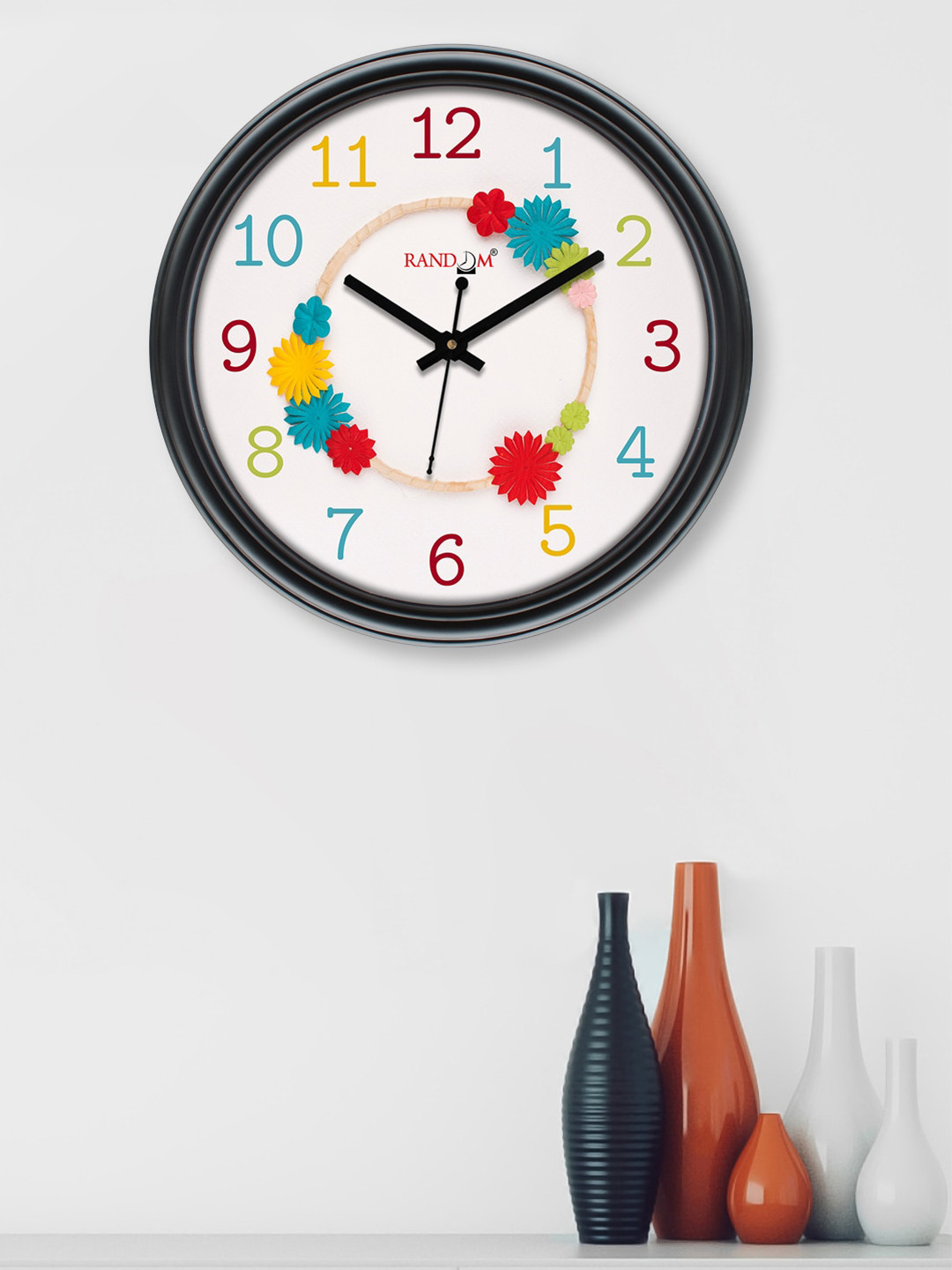 Buy RANDOM Black & White Printed Contemporary 30 Cm Analogue Wall Clock