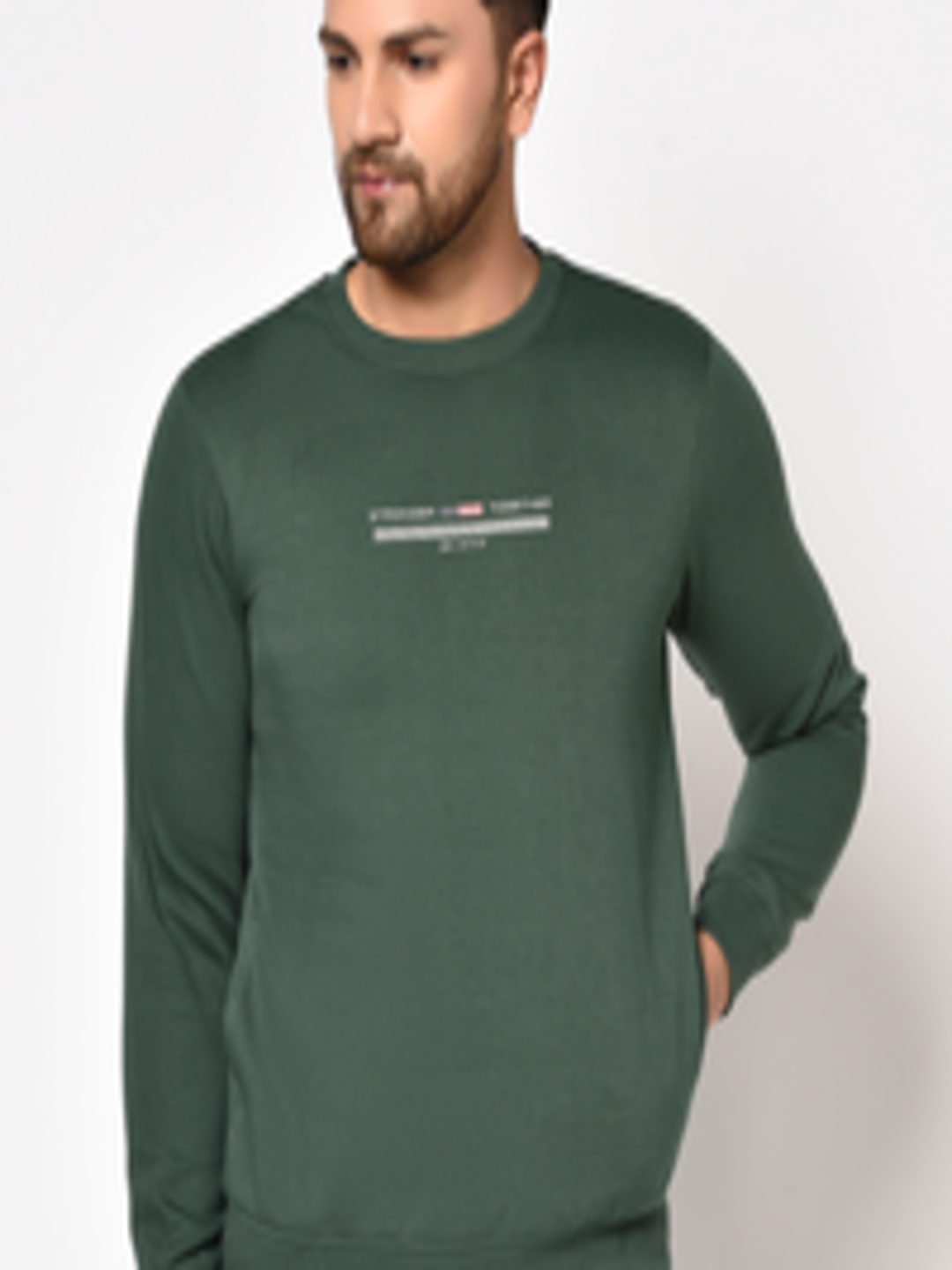Buy Octave Men Olive Green Solid Sweatshirt - Sweatshirts for Men ...