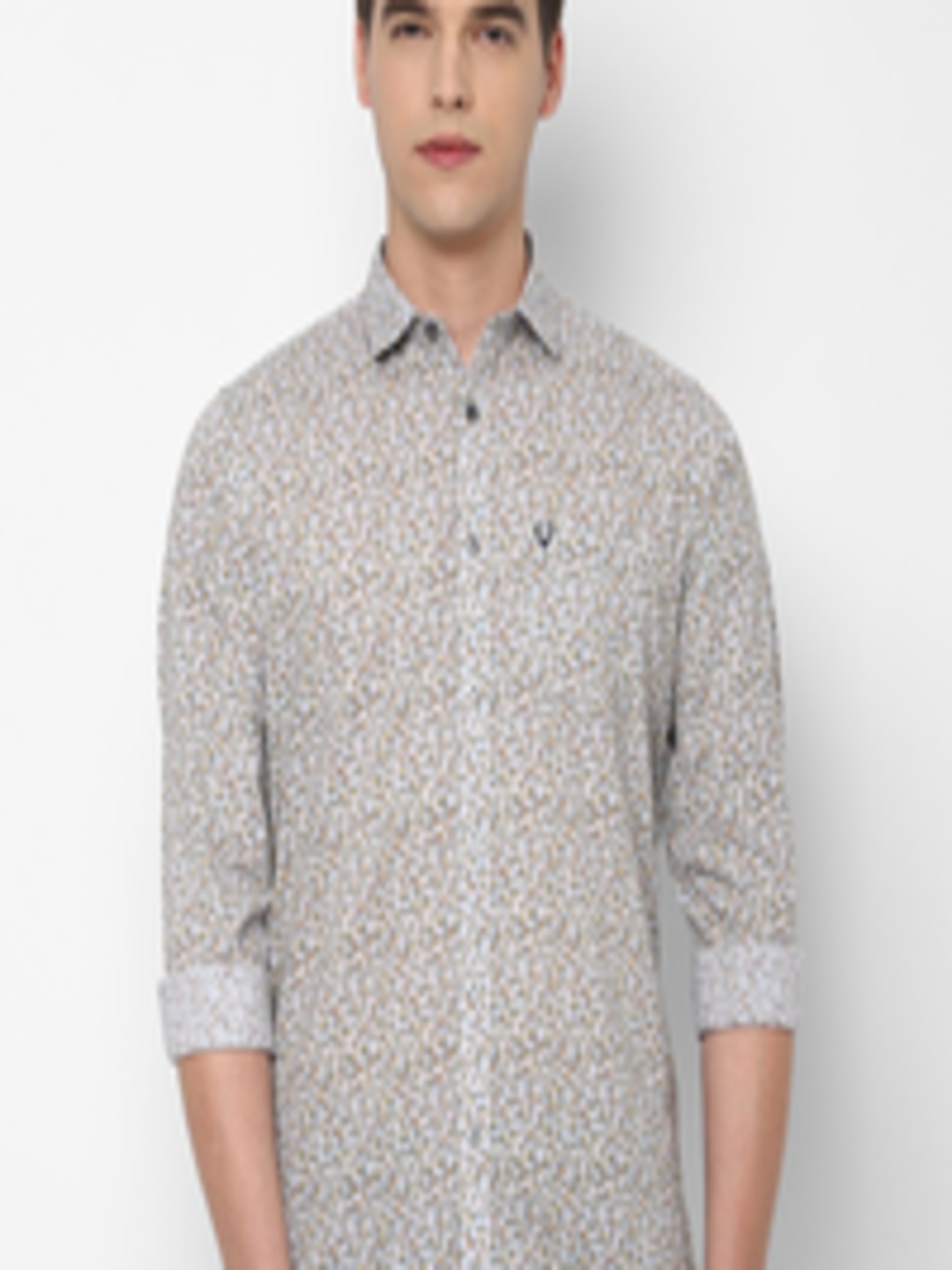 Buy Allen Solly Men Grey Slim Fit Floral Printed Casual Shirt - Shirts ...