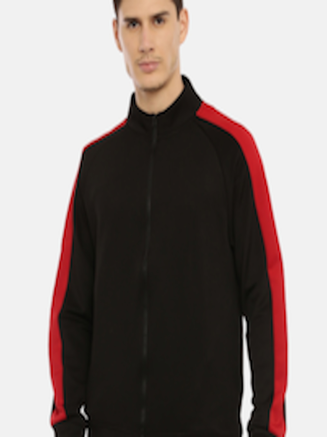 Buy MASH UNLIMITED Men Black & Red Striped Crop Scuba Jacket - Jackets ...
