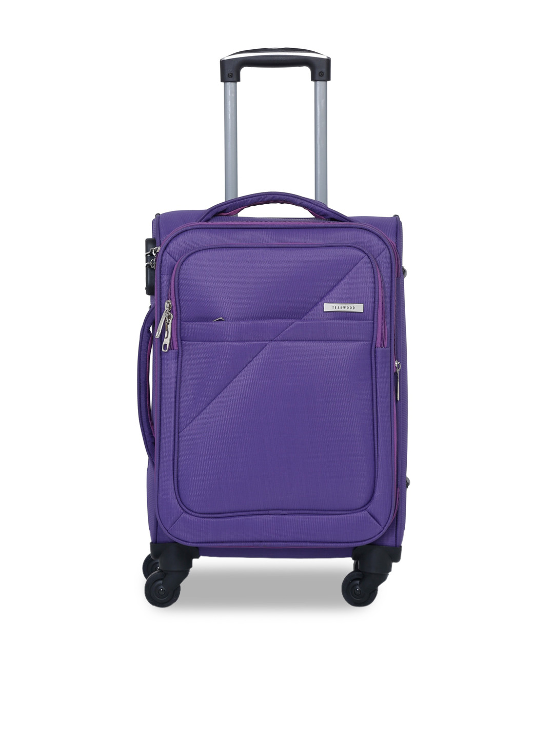 Buy Teakwood Leathers Unisex Purple Solid Soft Sided Cabin Trolley
