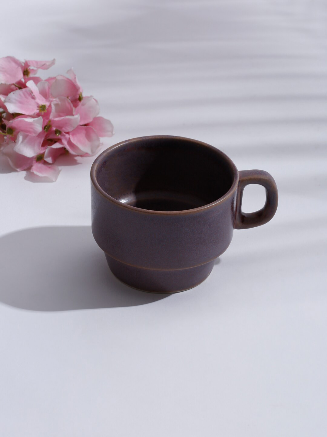 Buy Fabindia Purple Solid Ceramic Dhumra Glazed Matte Cups 210 Ml