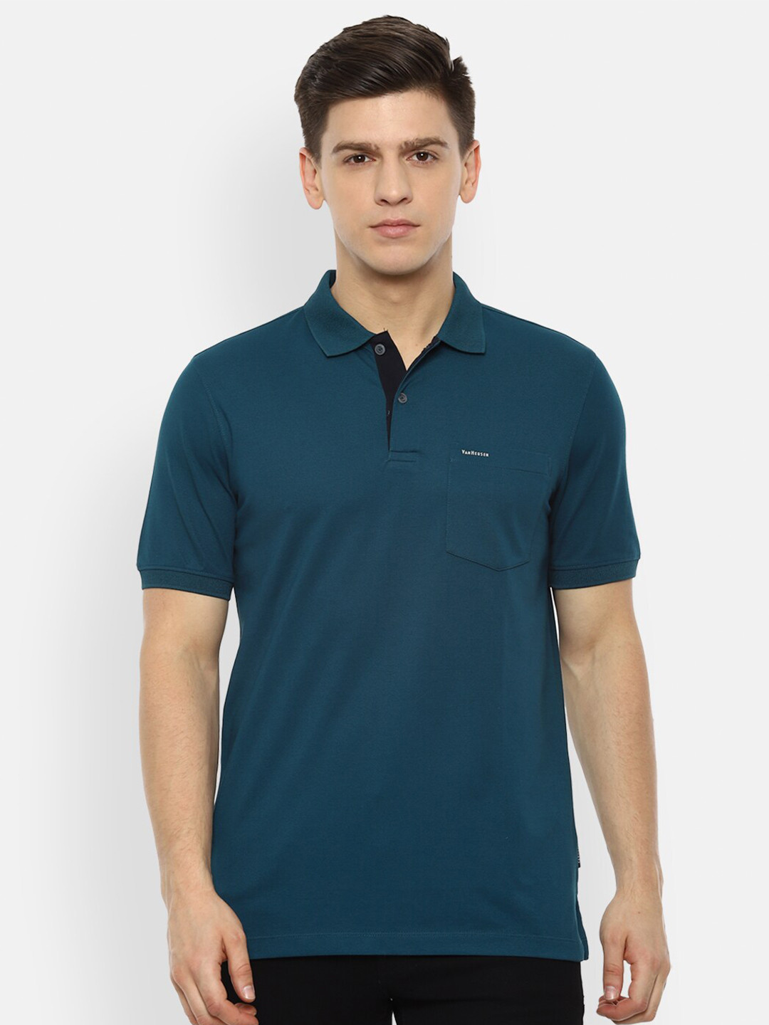 Buy Van Heusen Men Blue Polo Collar Casual T Shirt - Tshirts for Men ...