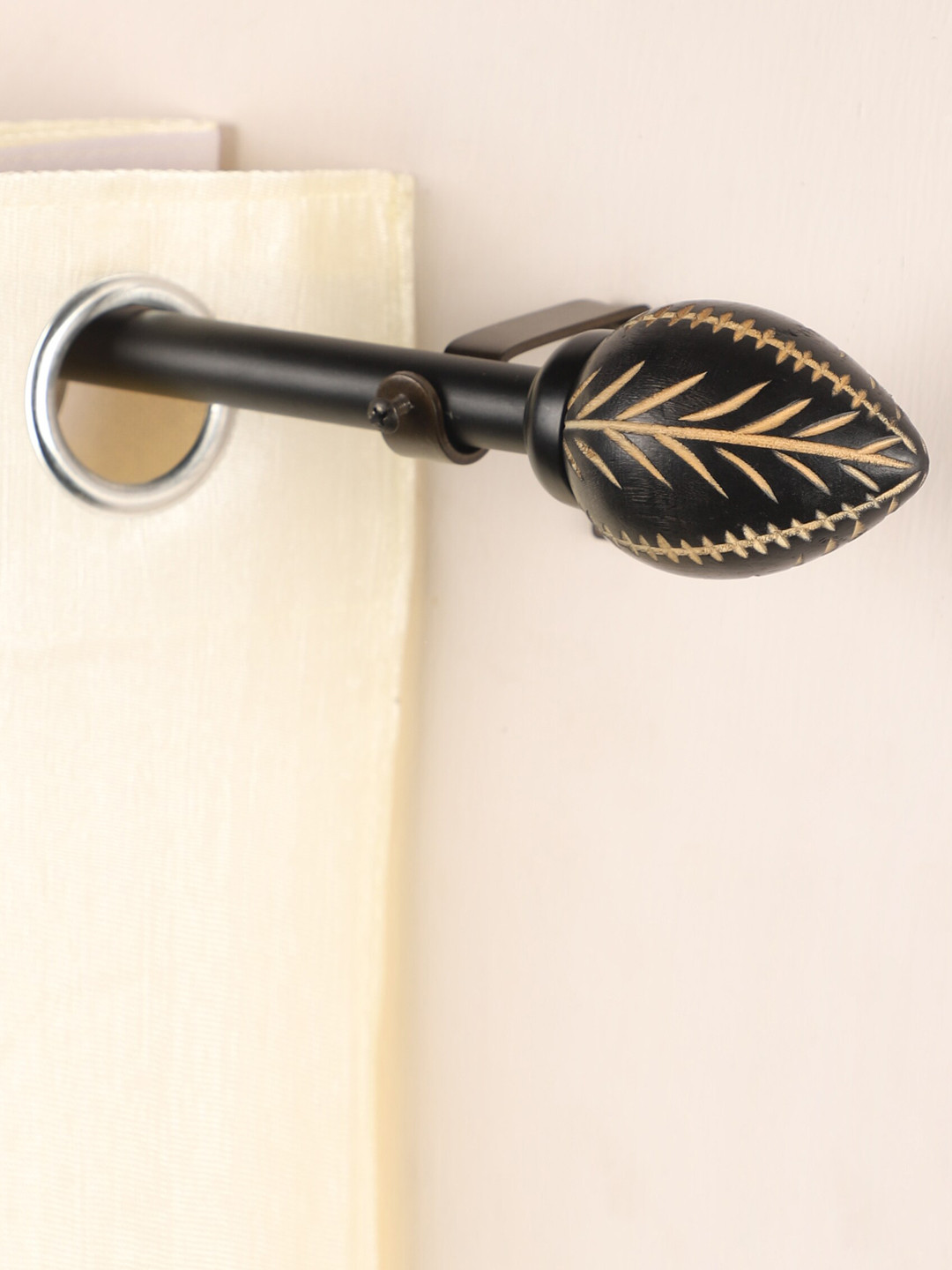Buy The Decor Mart Black Extendable Curtain Rod With Regalia Wood