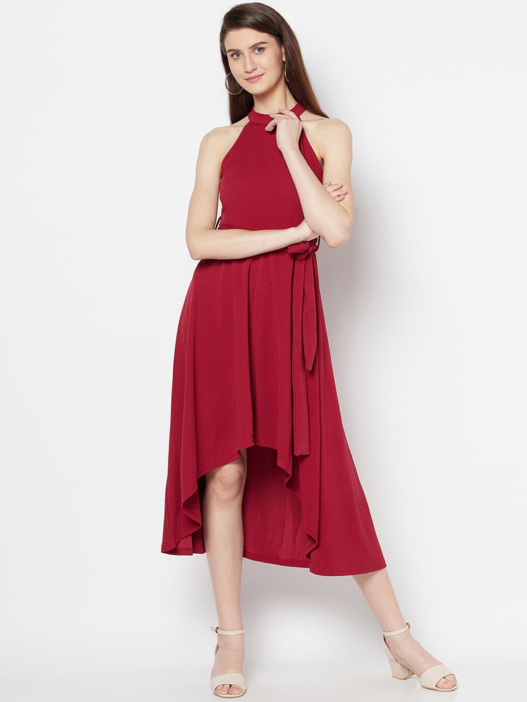 Buy Purple State Red Halter Neck Knitted Midi Dress - Dresses for Women 14786232 | Myntra