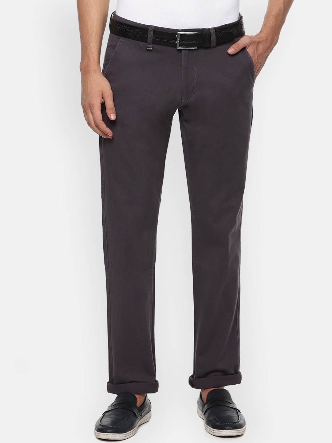 Buy Van Heusen Men Grey Slim Fit Trousers - Trousers for Men 14781876 ...