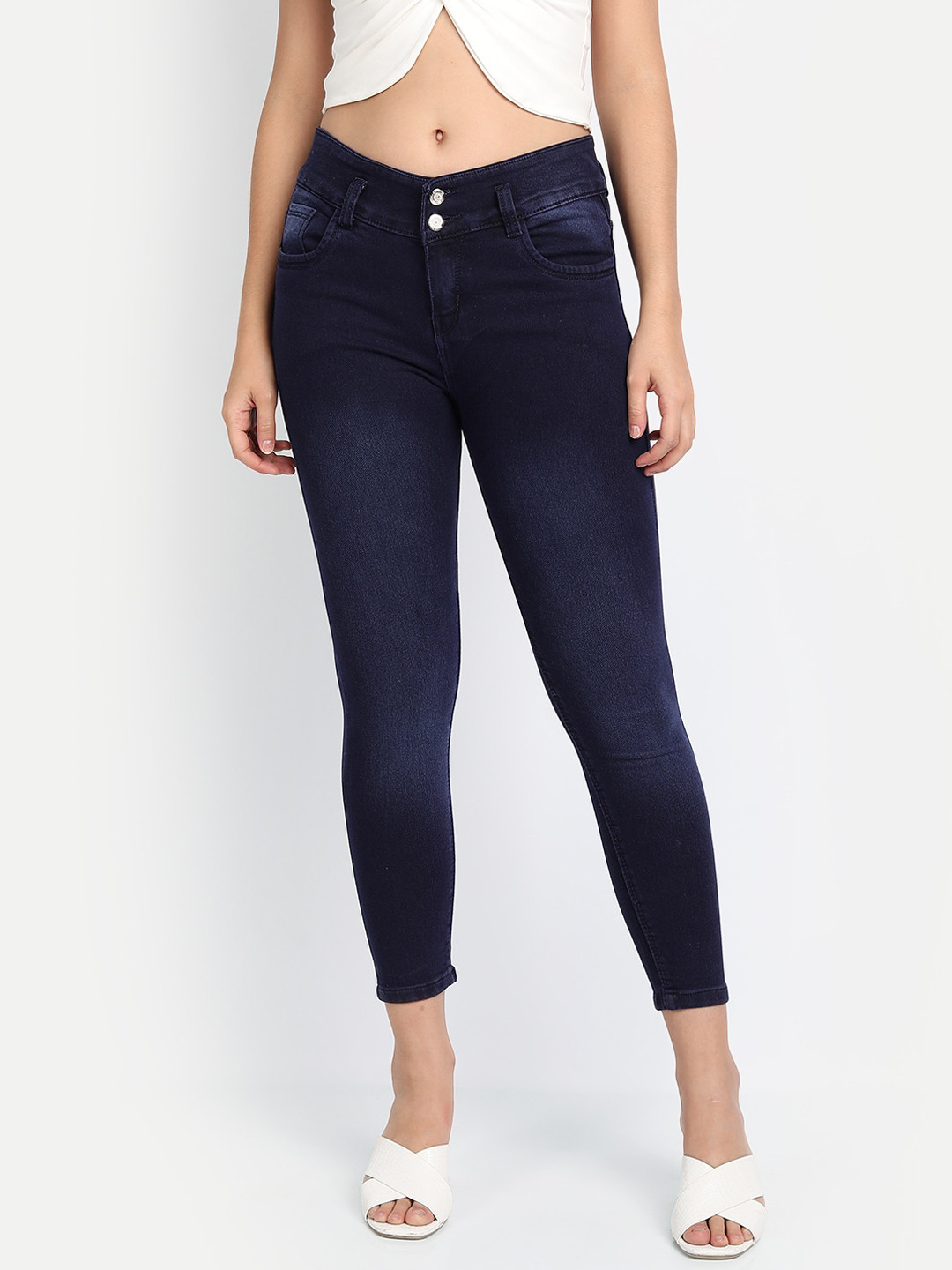 Women Blue High-Rise Light Fade Stretchable Jeans
