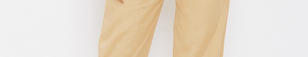Buy Be Indi Women Cream Coloured Straight Fit Pleated Trousers ...