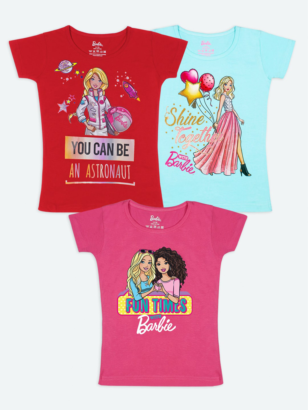 Buy Barbie Girls 3 Barbie Printed T Shirt - Tshirts for Girls 14796162 | Myntra