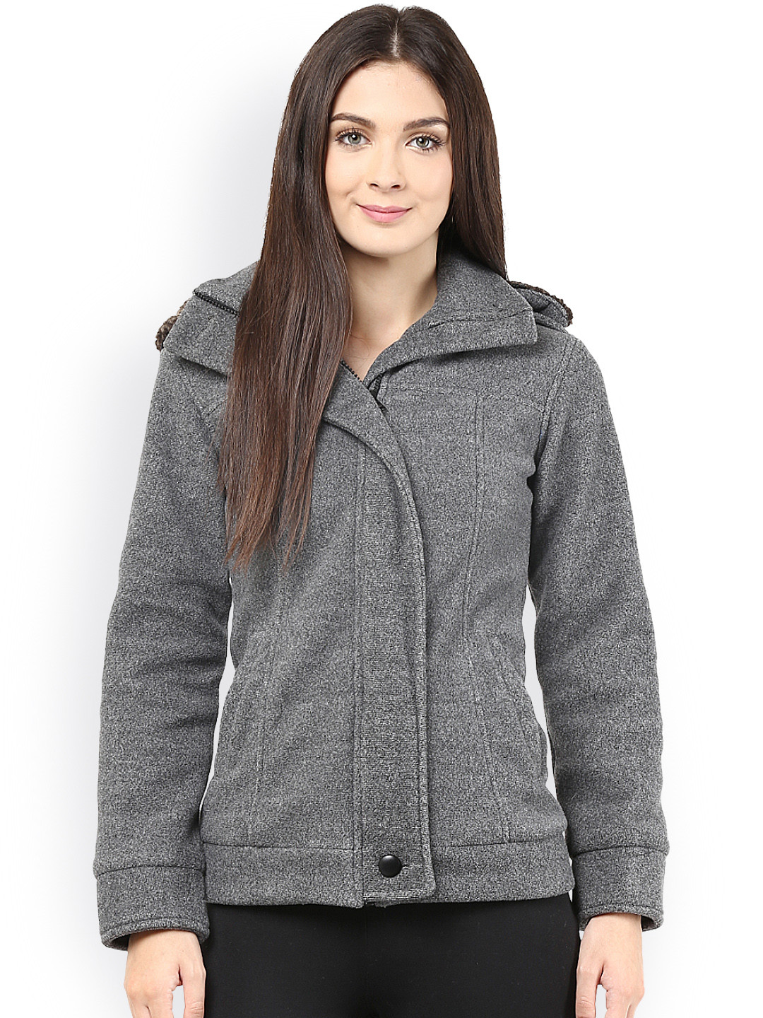 Buy The Vance Grey Hooded Jacket Jackets for Women 1021208 Myntra