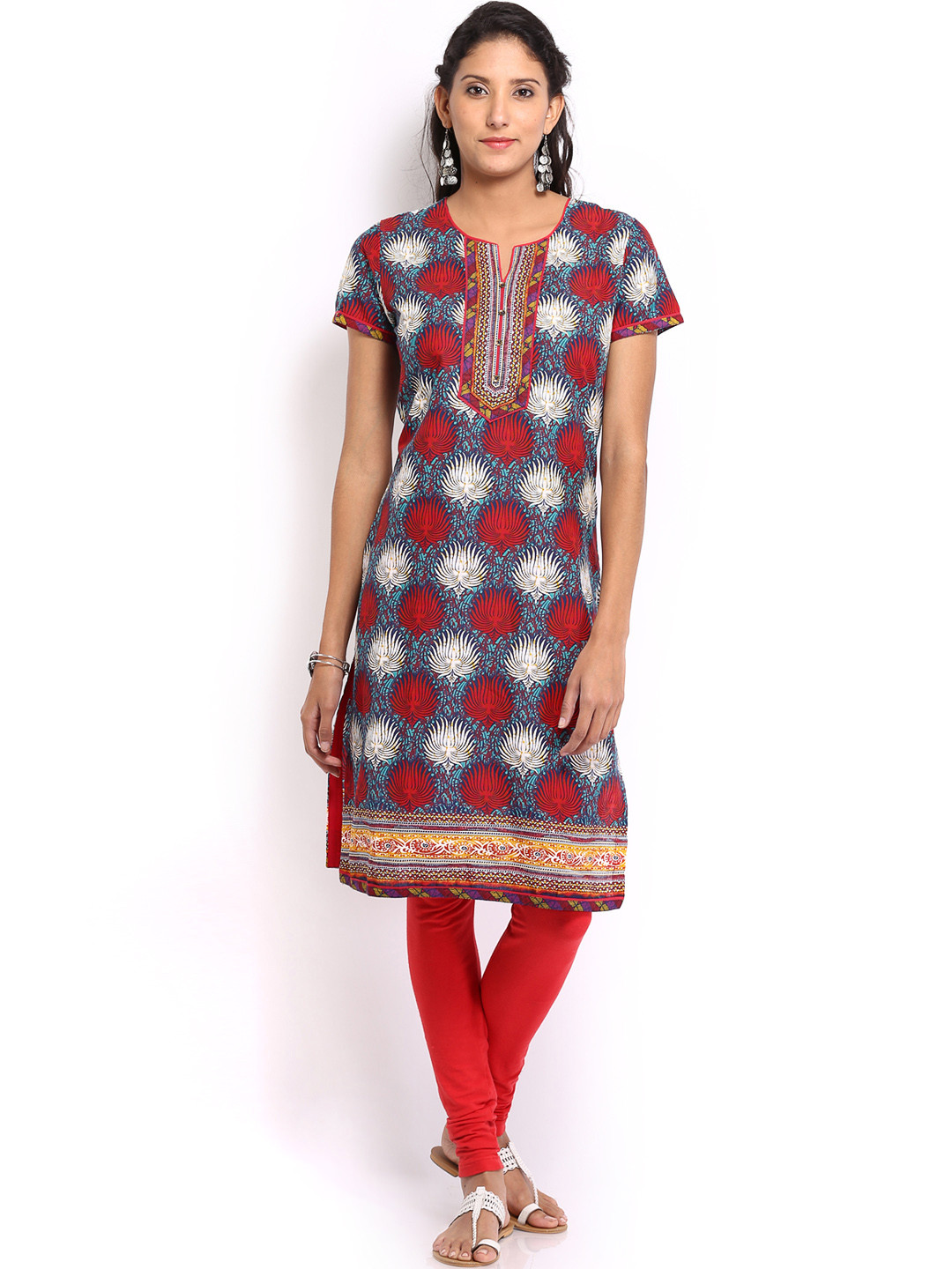 Buy BIBA OUTLET Blue & Red Printed Kurta Kurtas for Women 163780 Myntra