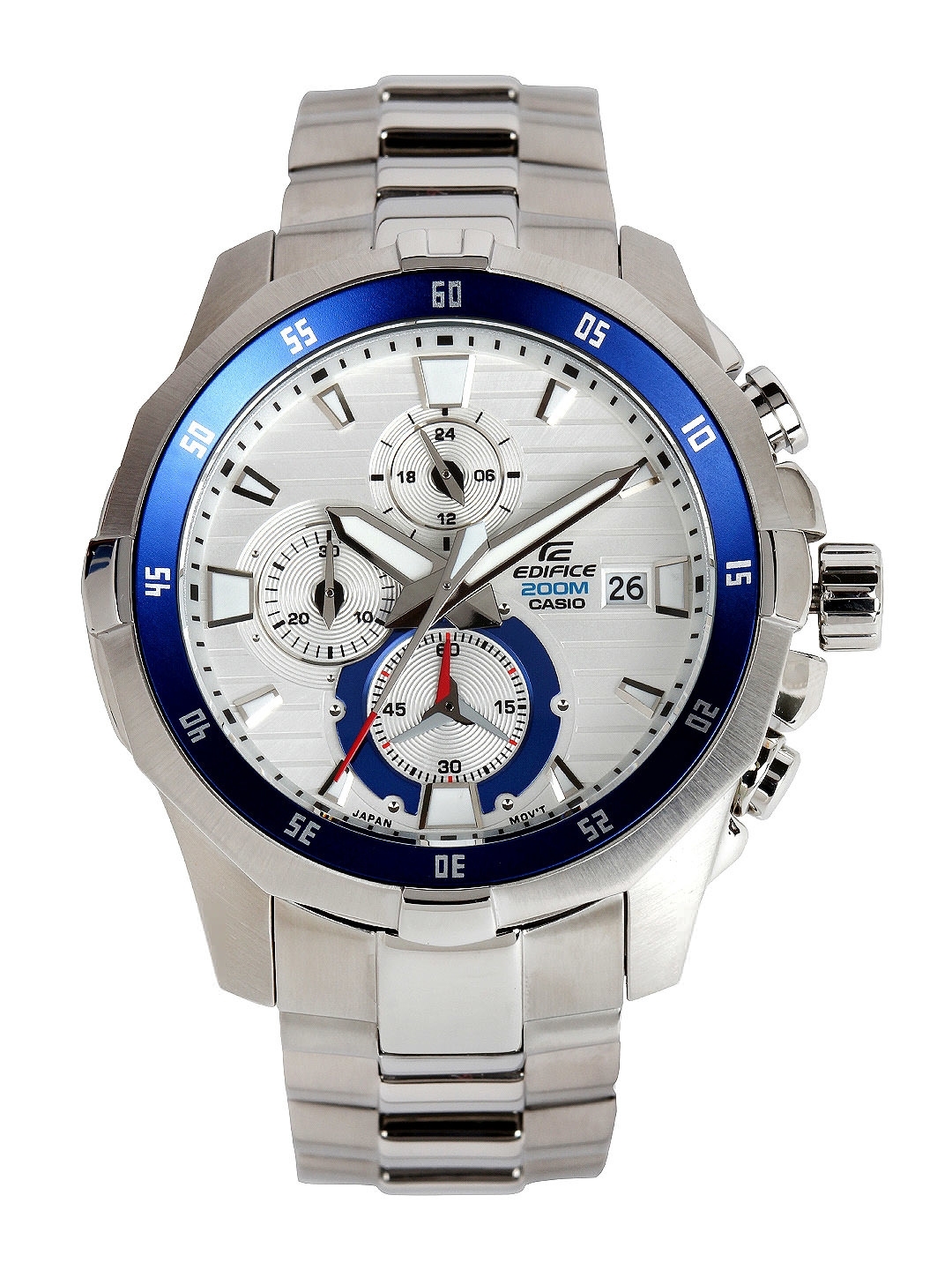 edifice casio silver tone hybrid watch