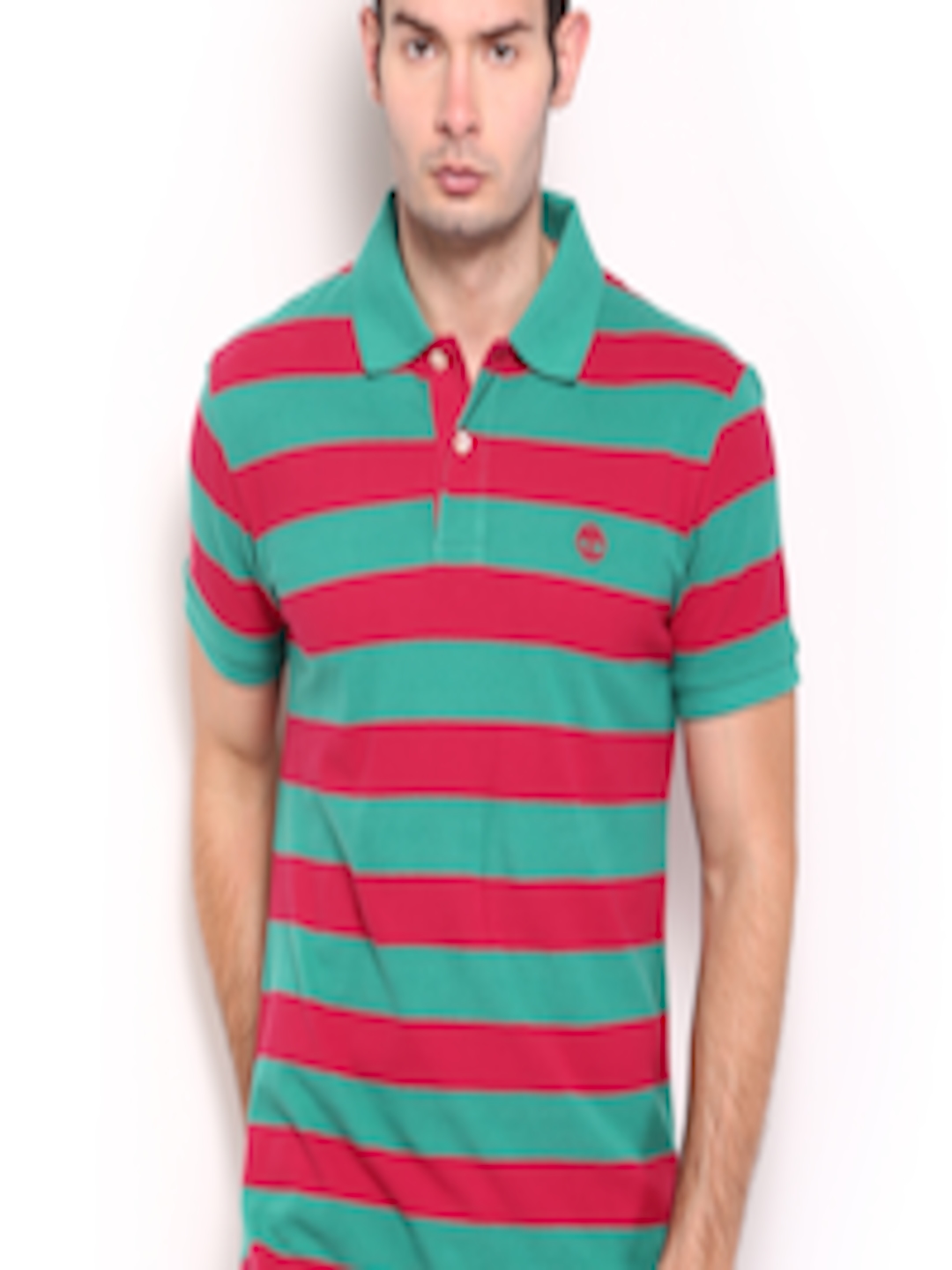 Buy Timberland Men Red Green Striped Polo Pure Cotton T Shirt - Tshirts ...