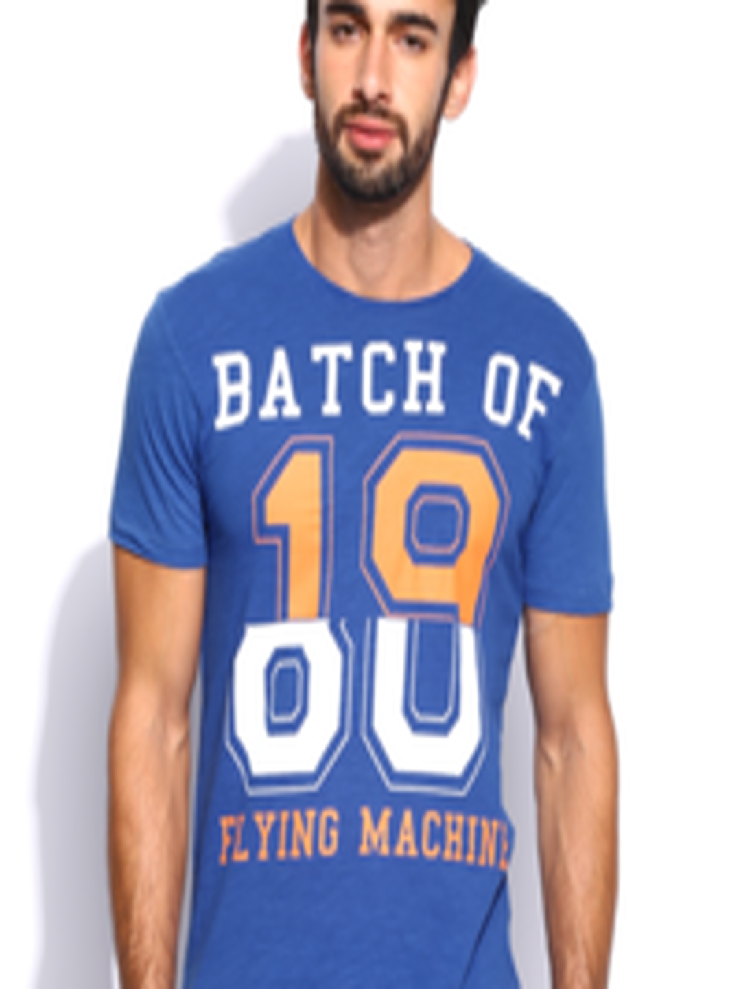 Buy Flying Machine Men Blue Printed Pure Cotton T Shirt - Tshirts for ...