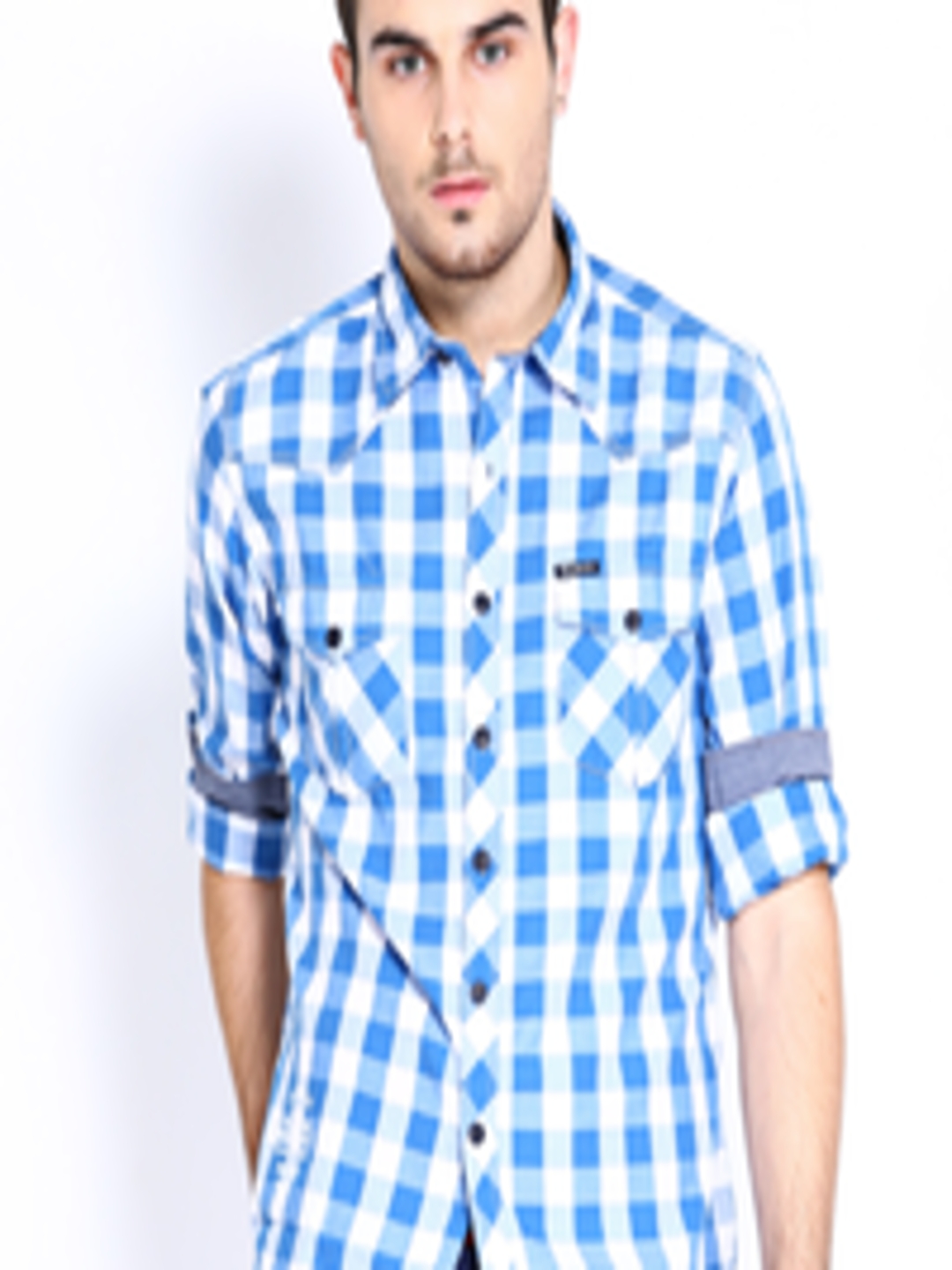 Buy Pepe Jeans Men White & Blue Checked Semi Fit Casual Shirt - Shirts ...