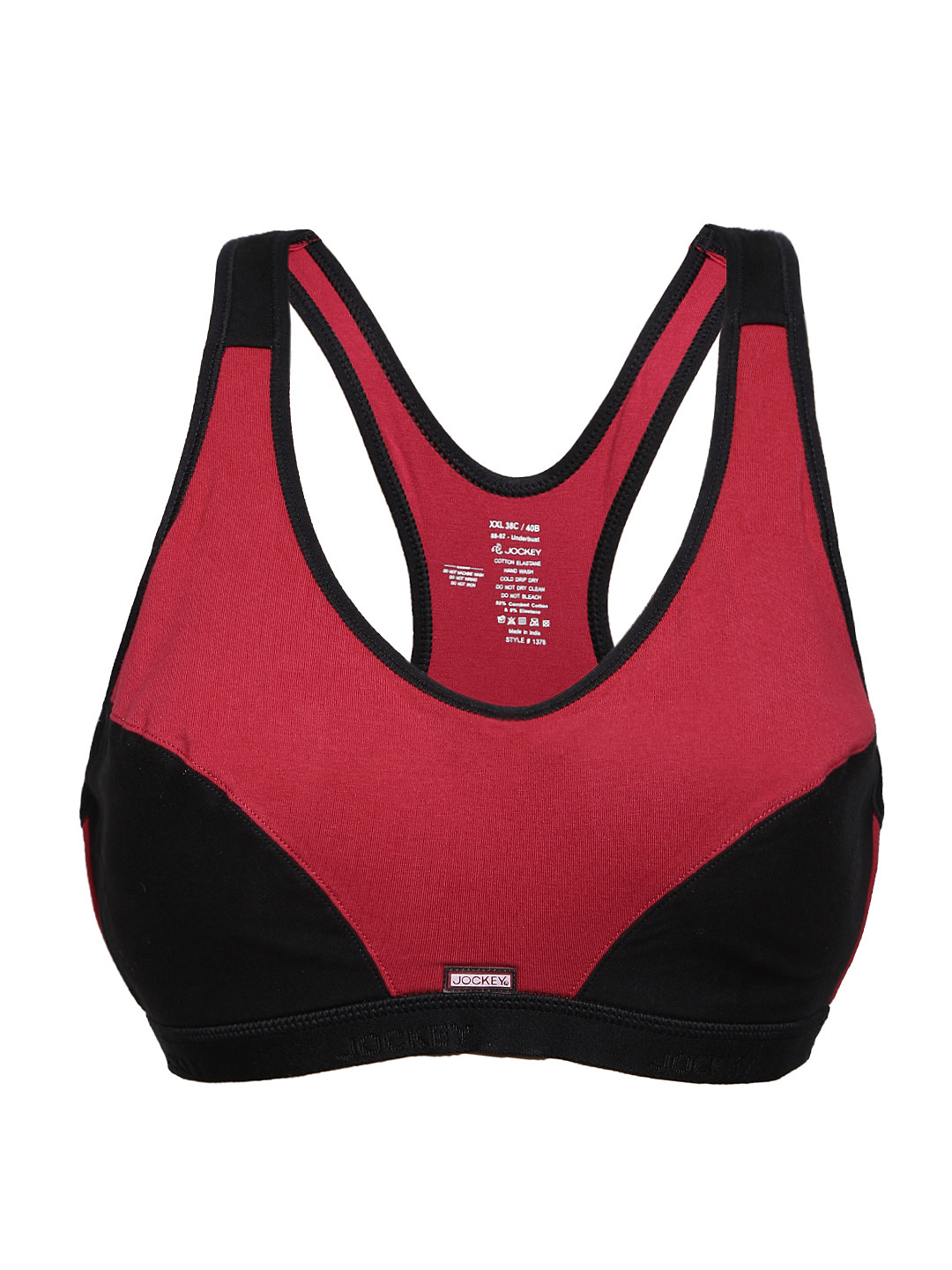 Buy Jockey Active Black & Red Sports Bra 1378 0105 Bra for Women