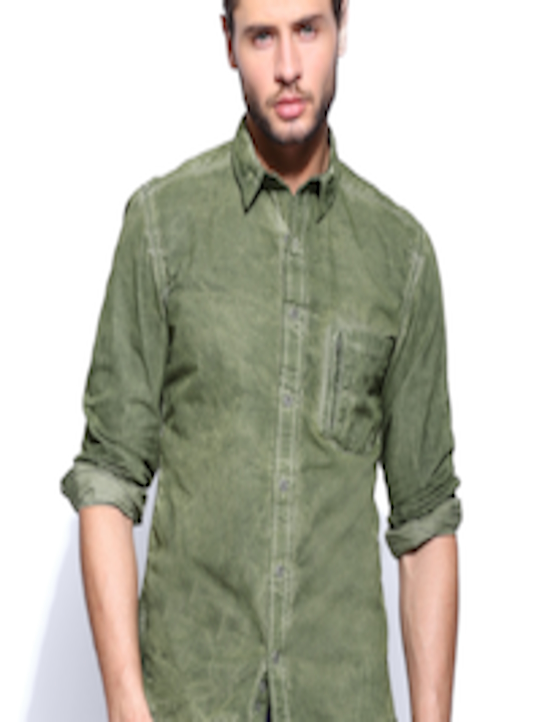 Buy RDSTR Men Olive Green Slim Fit Casual Shirt - Shirts for Men 403364 ...