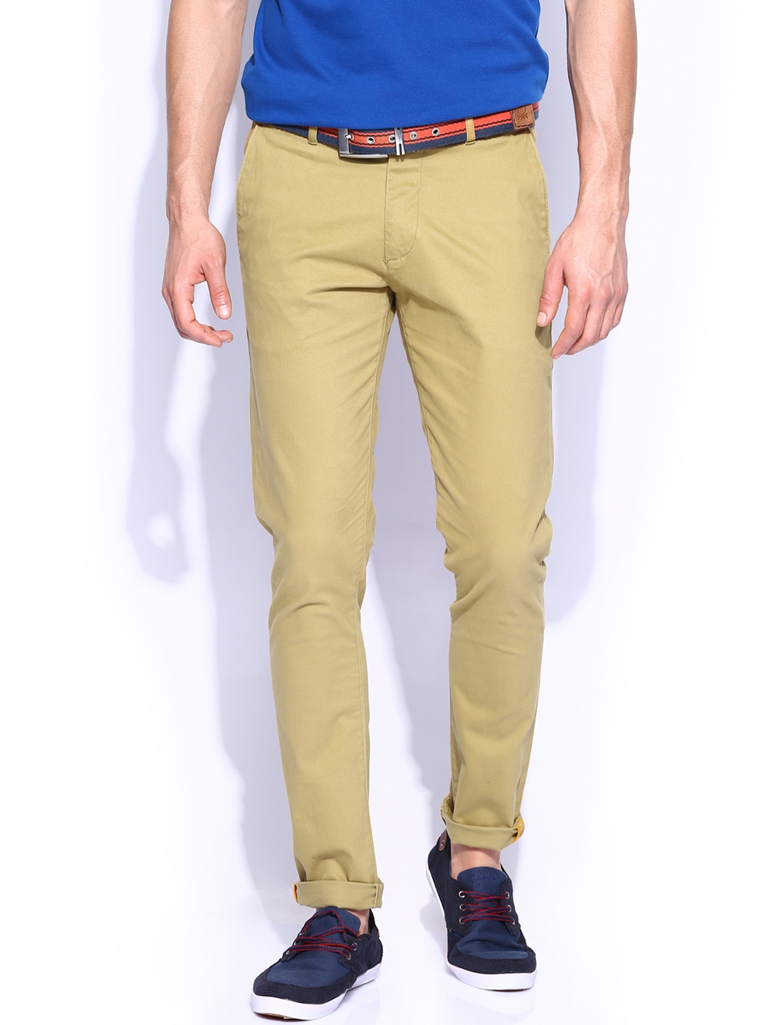 Buy Mast & Harbour Men Khaki Chino Trousers - Trousers for Men 412786 ...
