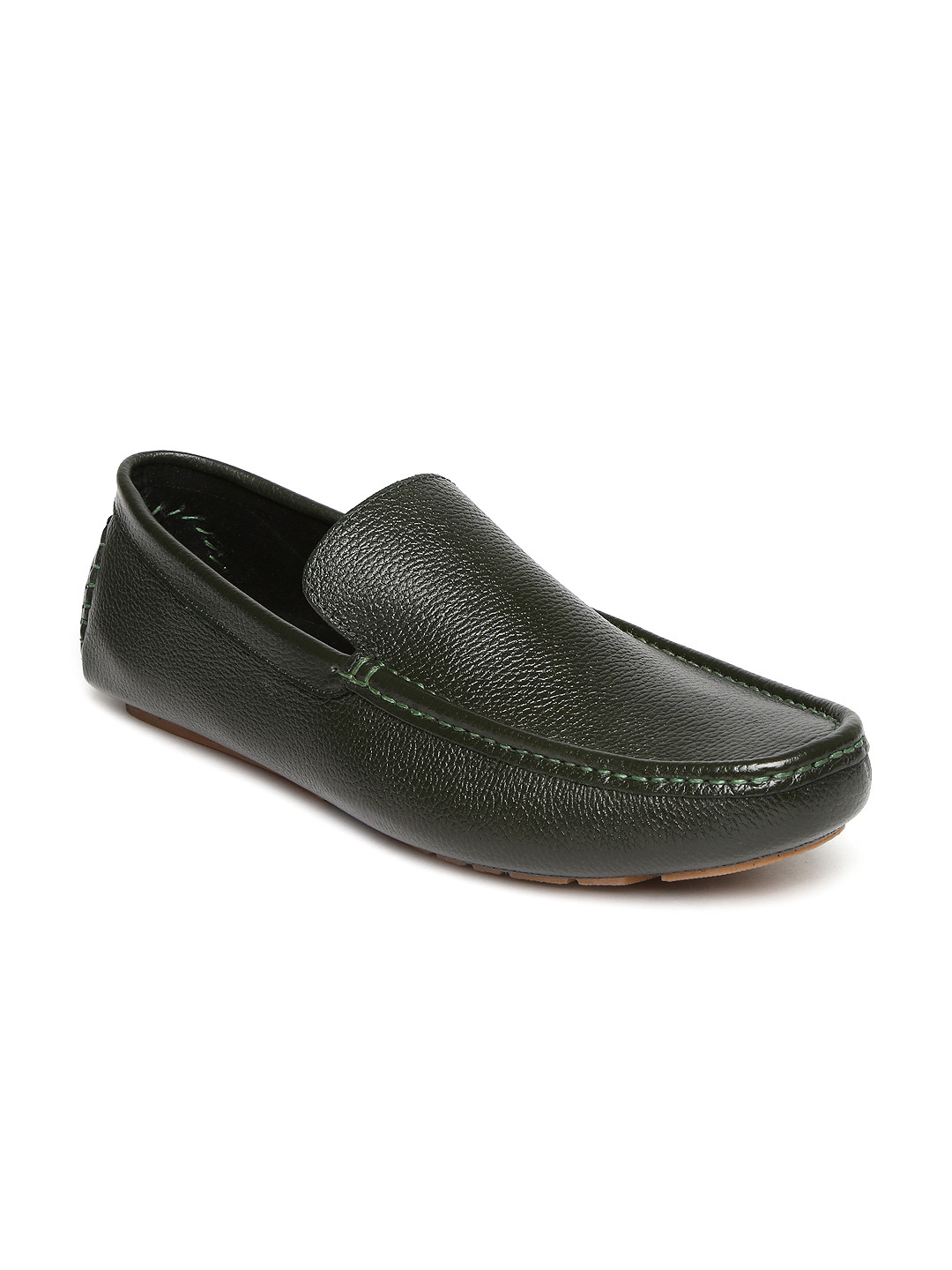 Buy San Frissco Men Green Leather Loafers Formal Shoes for Men 434458