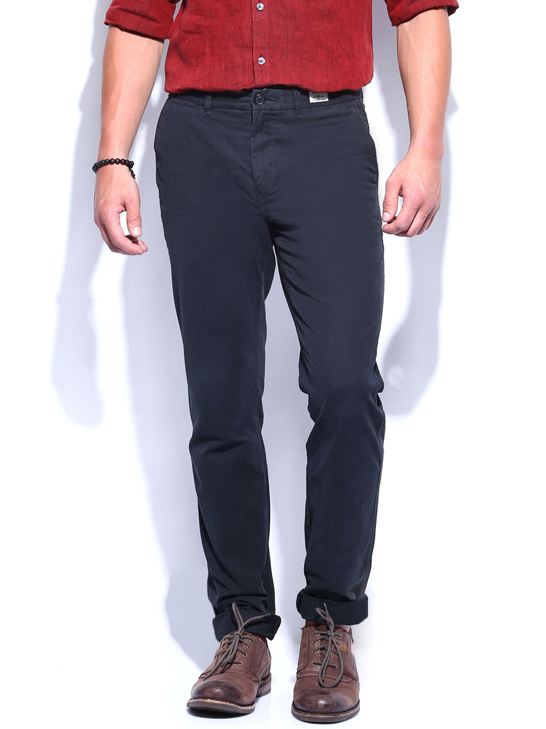 Buy Tommy Hilfiger Men Dark Navy Hudson Chino Trousers - Trousers for ...