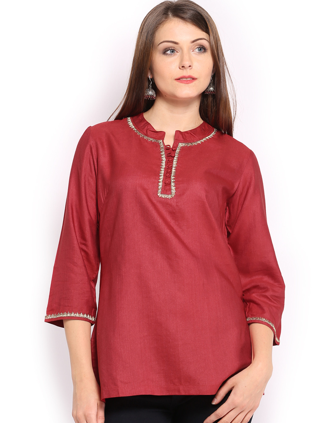 Buy Fabindia Women Red Tussar Cotton Kurti Kurtis for Women 474967