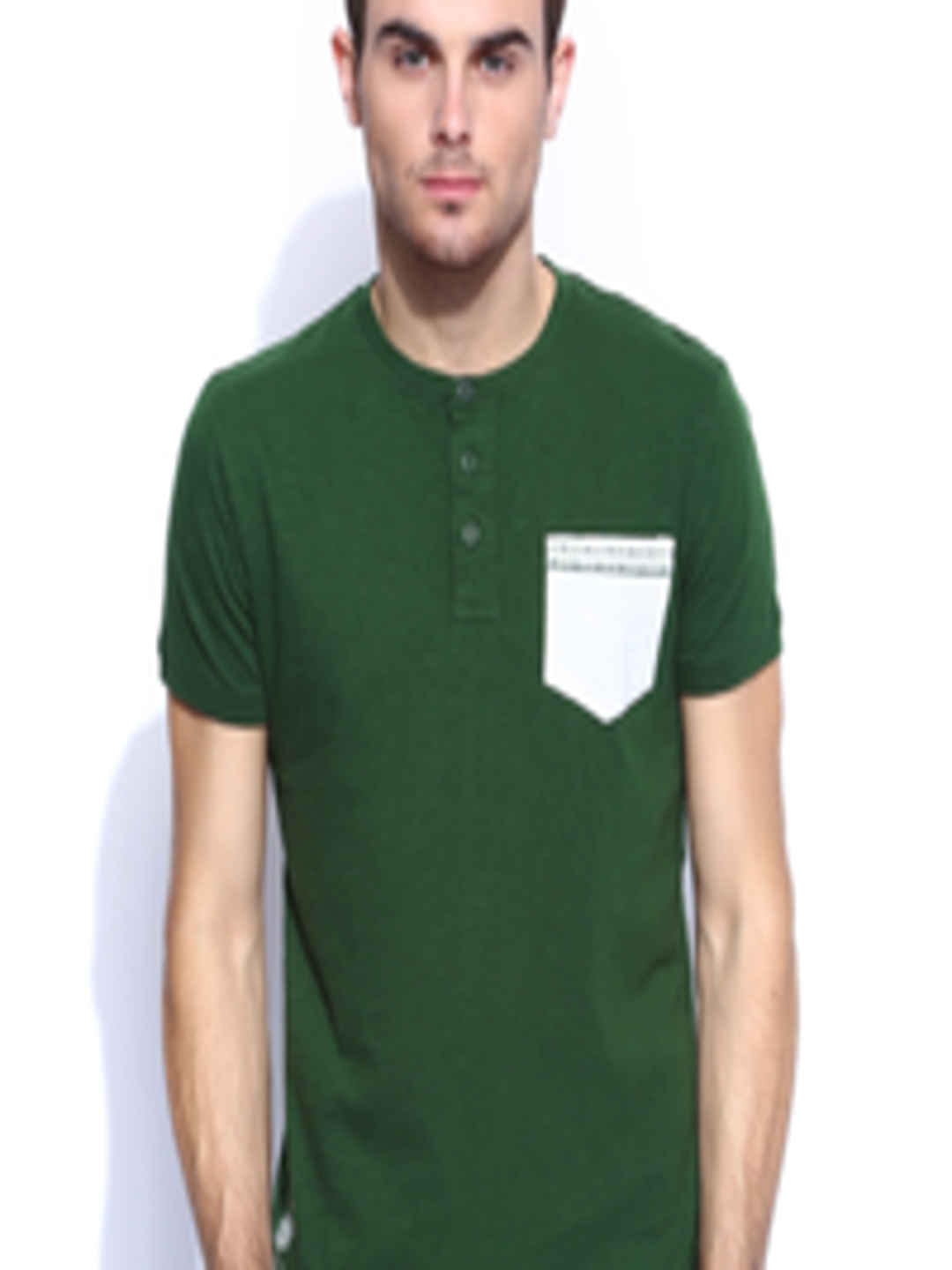 Buy Roadster Green Henley Pure Cotton T Shirt - Tshirts for Men 482330 ...