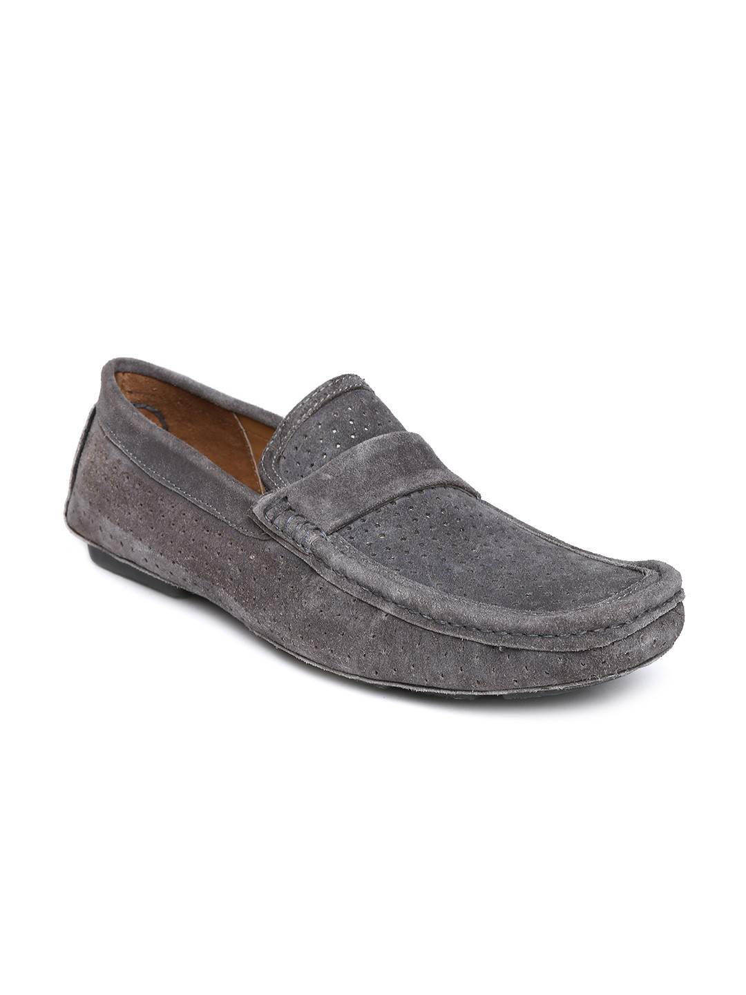 Buy Mast & Harbour Men Charcoal Grey Suede Loafers Casual Shoes for