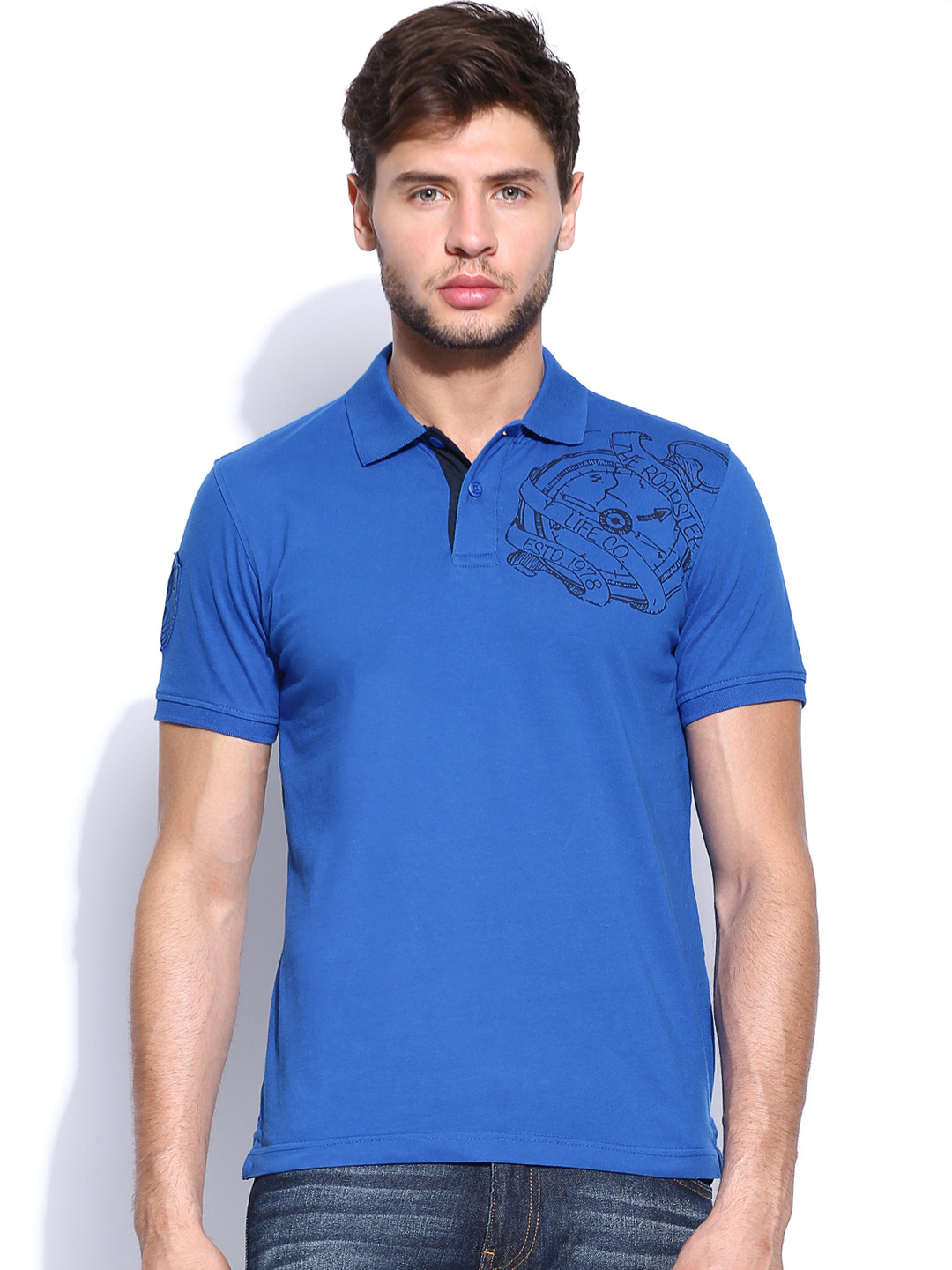 Buy Roadster Men Blue Polo Pure Cotton T Shirt Tshirts for Men 591008 Myntra