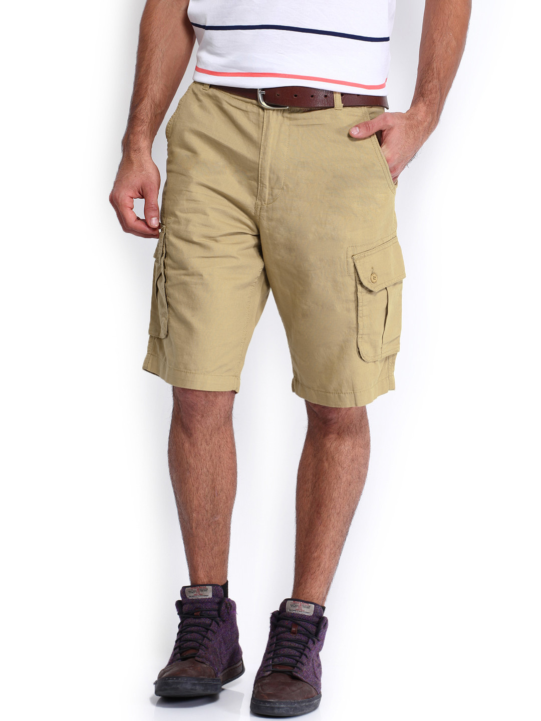 Buy U.S. Polo Assn. Men Khaki Linen Cargo Shorts Shorts for Men