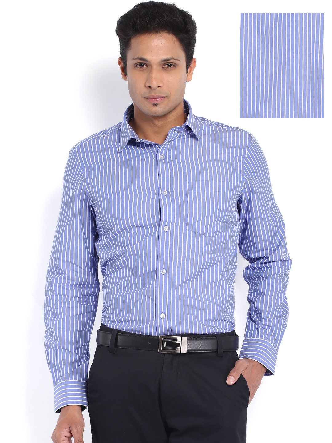 Buy Arrow Men Blue & White Striped Urban Slim Fit Formal Shirt - Shirts ...